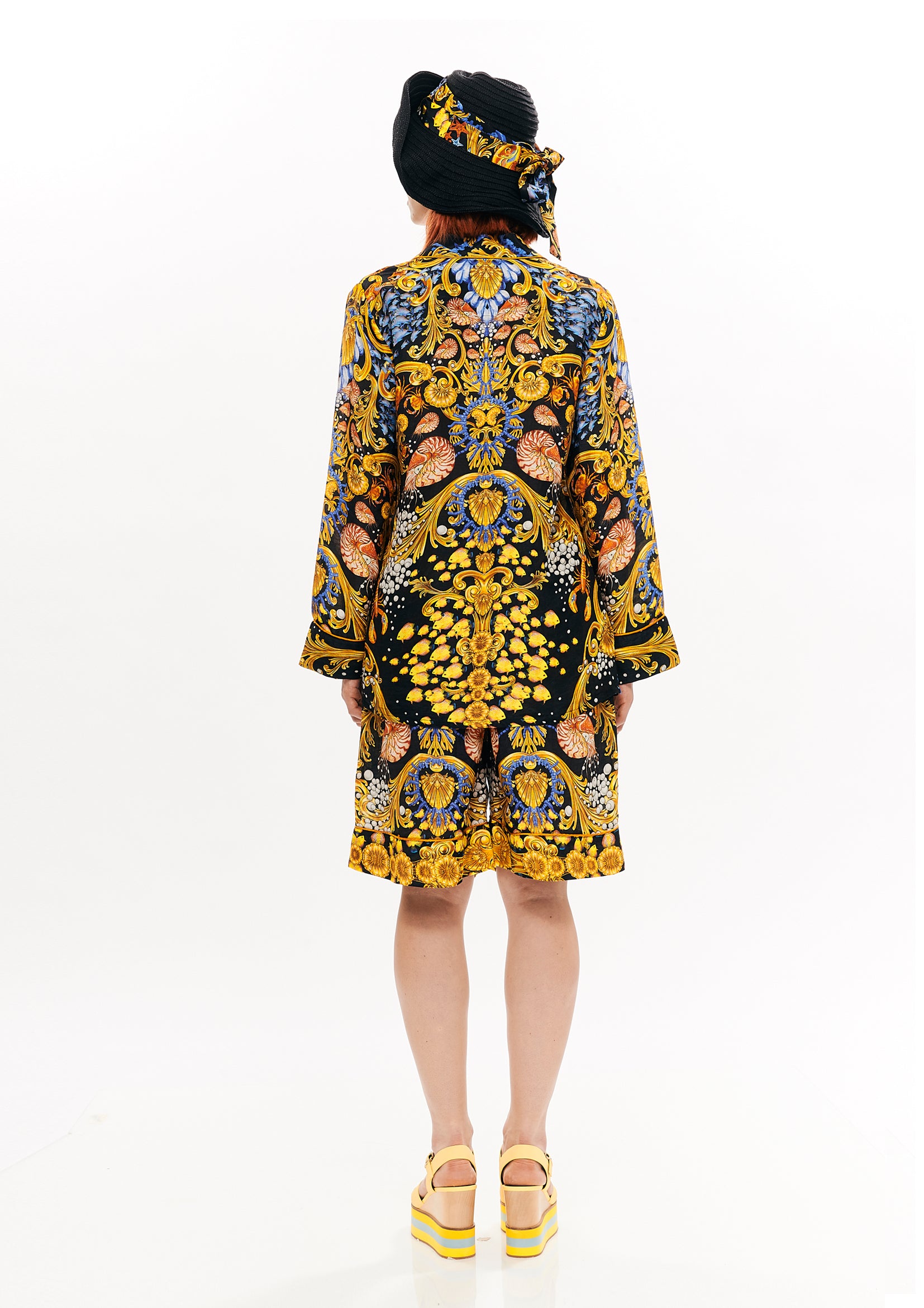 Lounge blazer in Mare Tesor Notte print, 15% linen 85% viscose