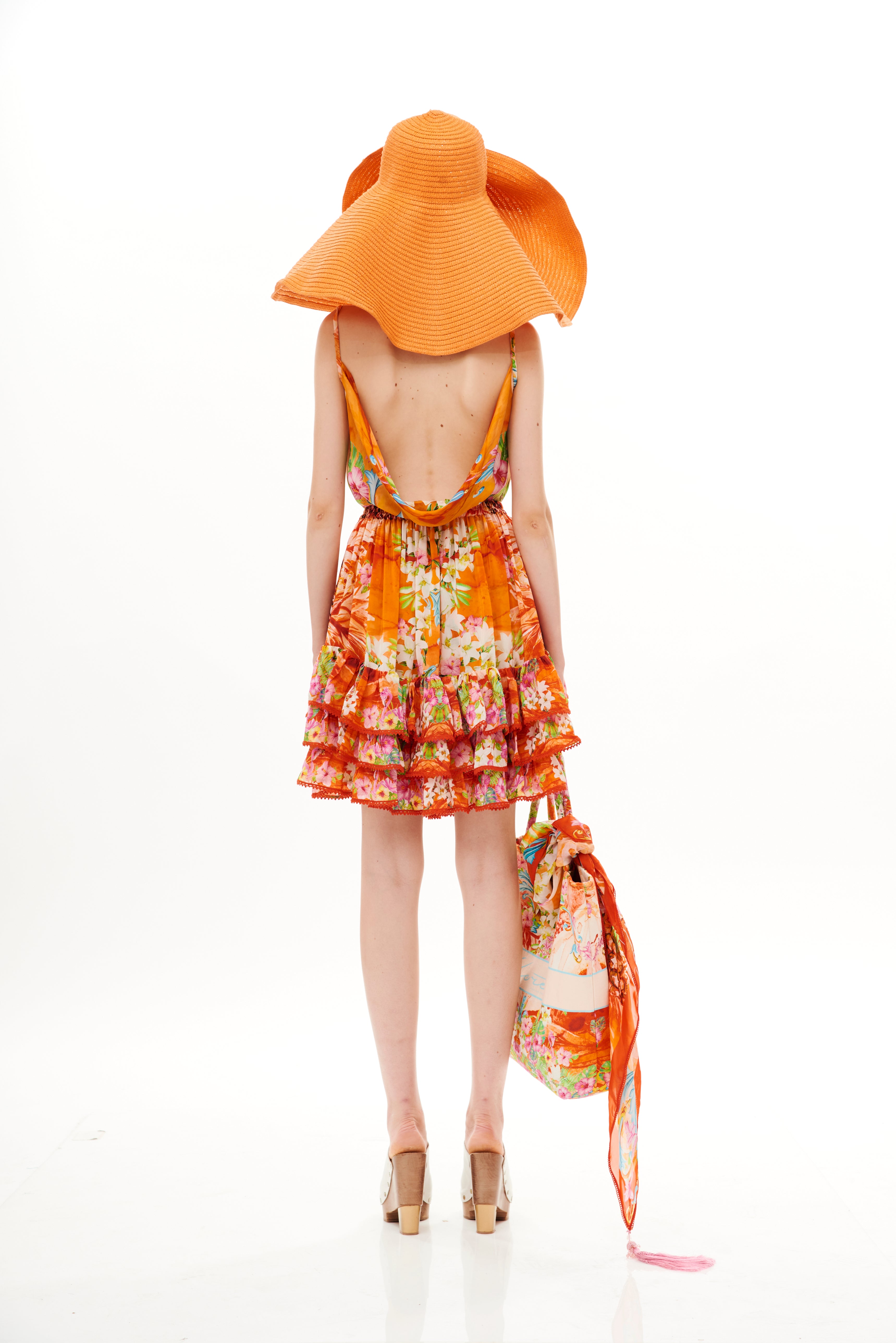 Little Ruffle Skirt Tropical Breeze Sunrise in natural crepe