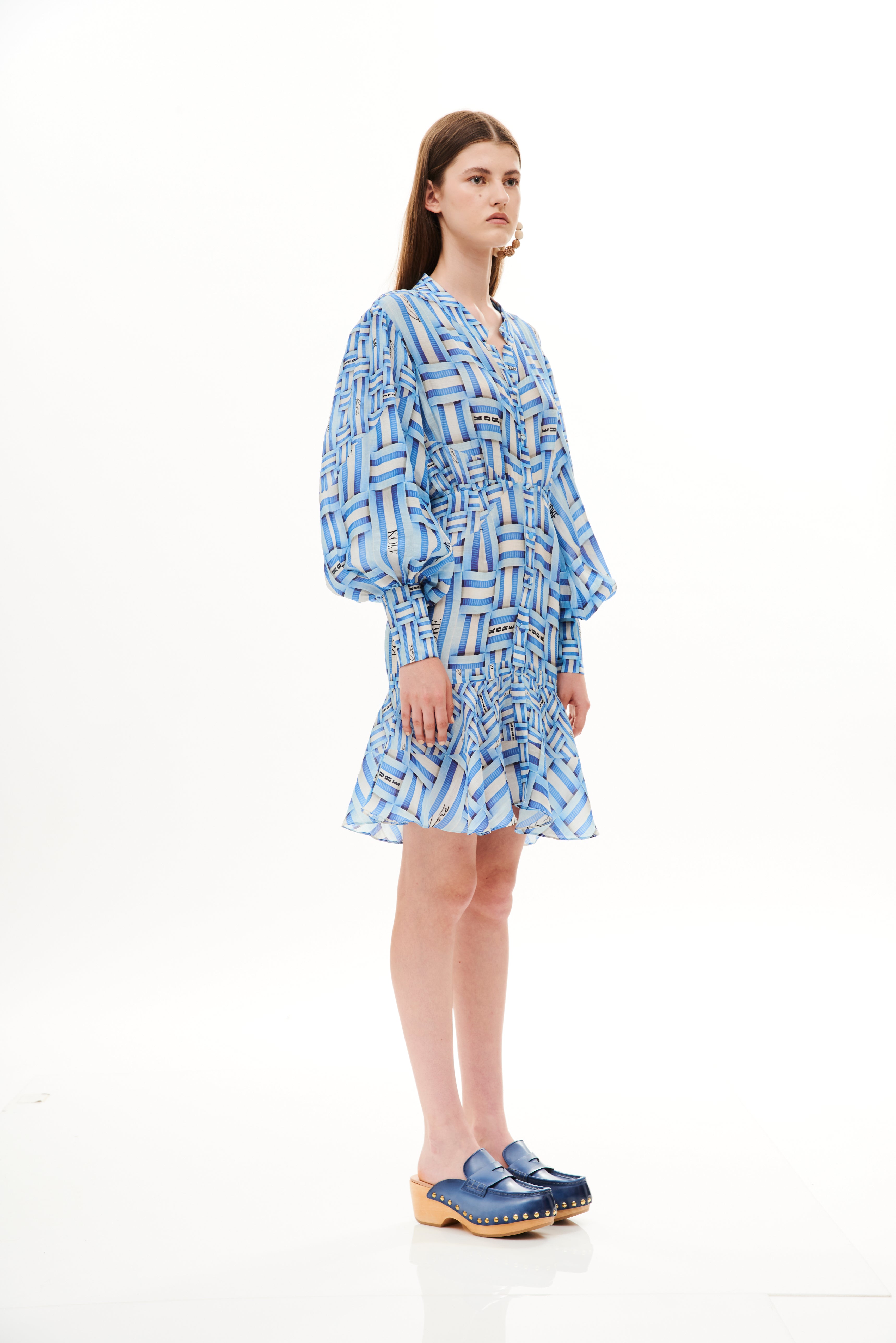 Short Puff Chemisier Monogram Dream Day in fine linen satin