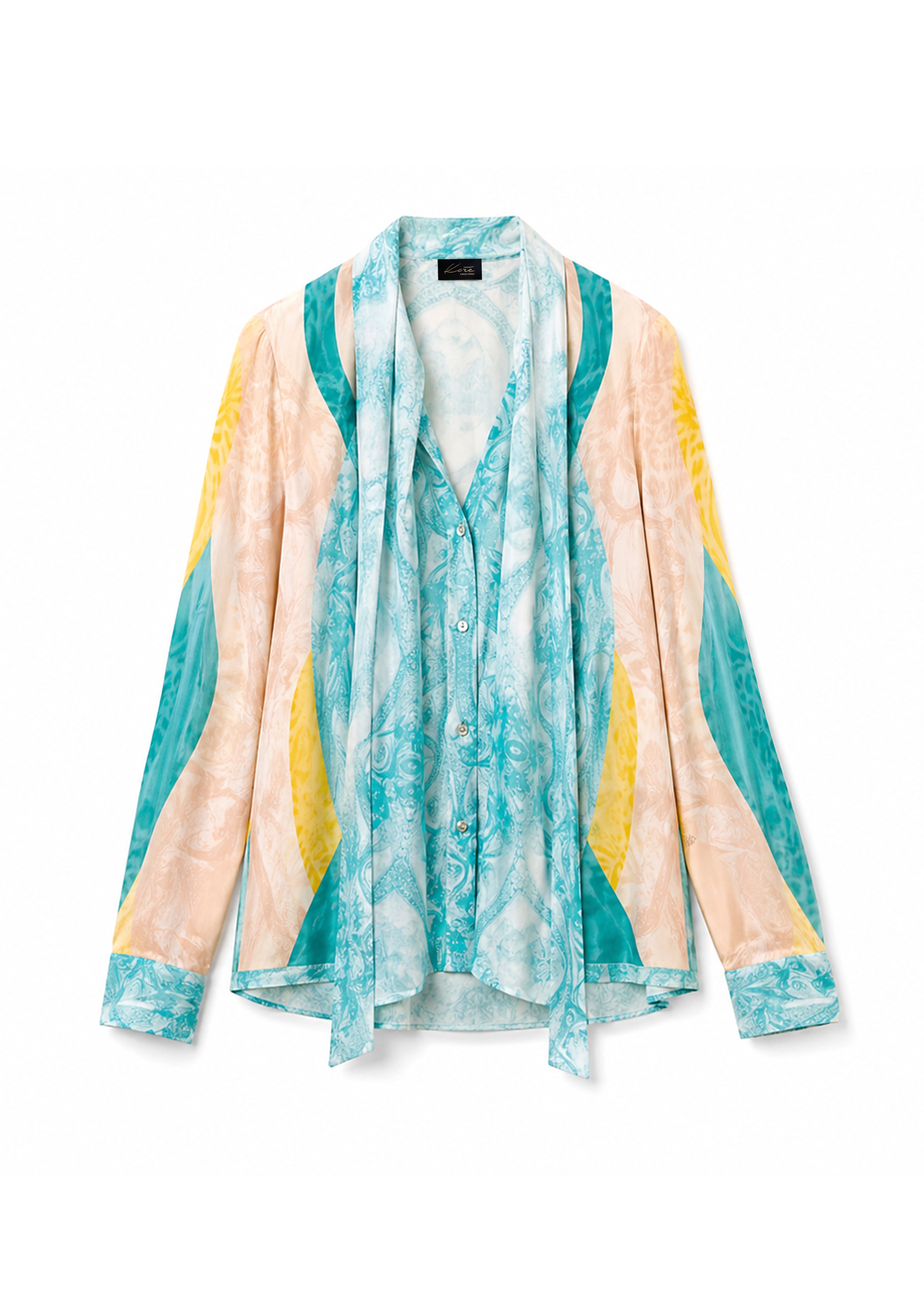 Parisian Summer Shirt with Scarf Sahara Giorno in Natural Crepe
