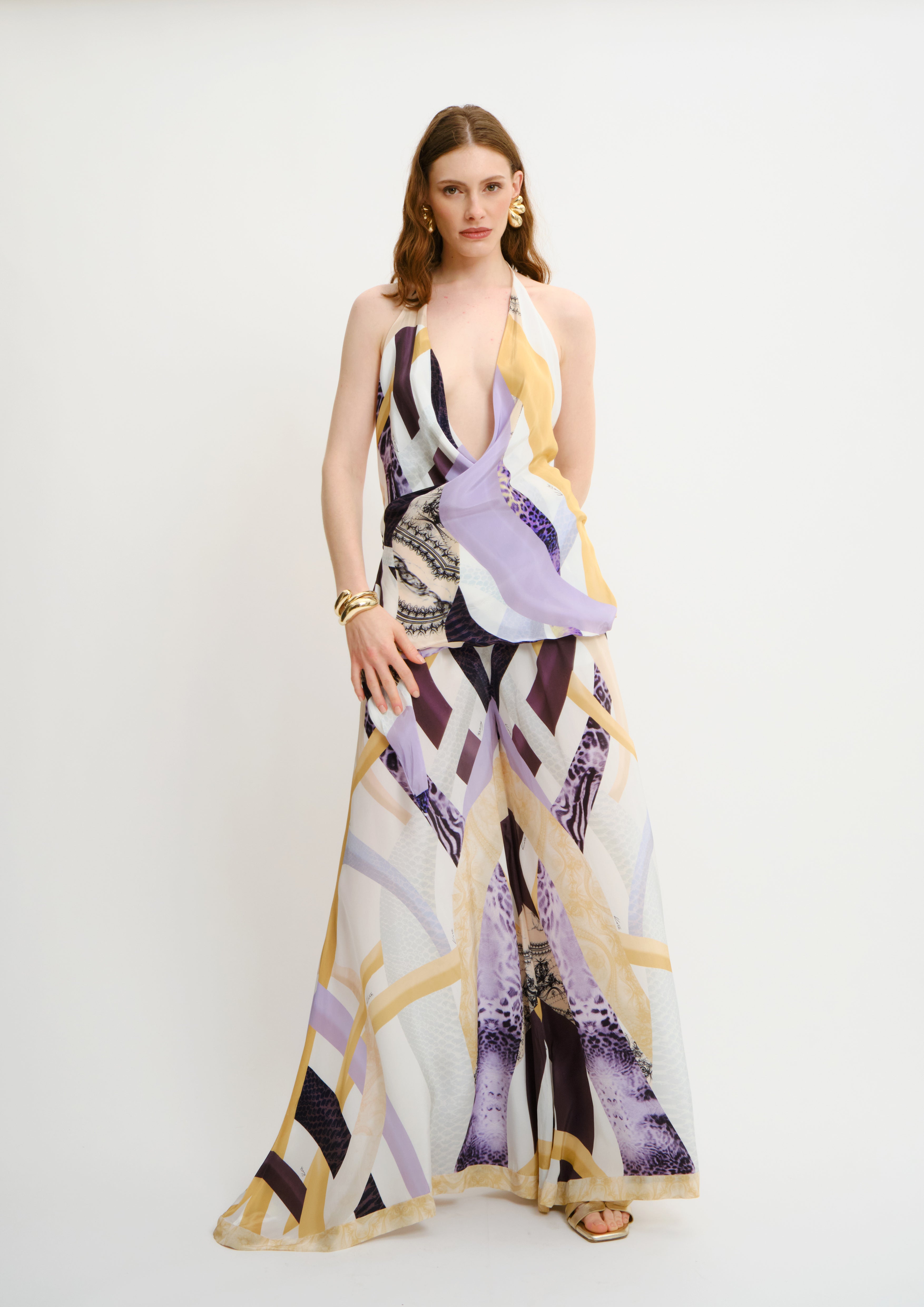 Cascade Halter Top Sahara Notte in Natural Crepe
