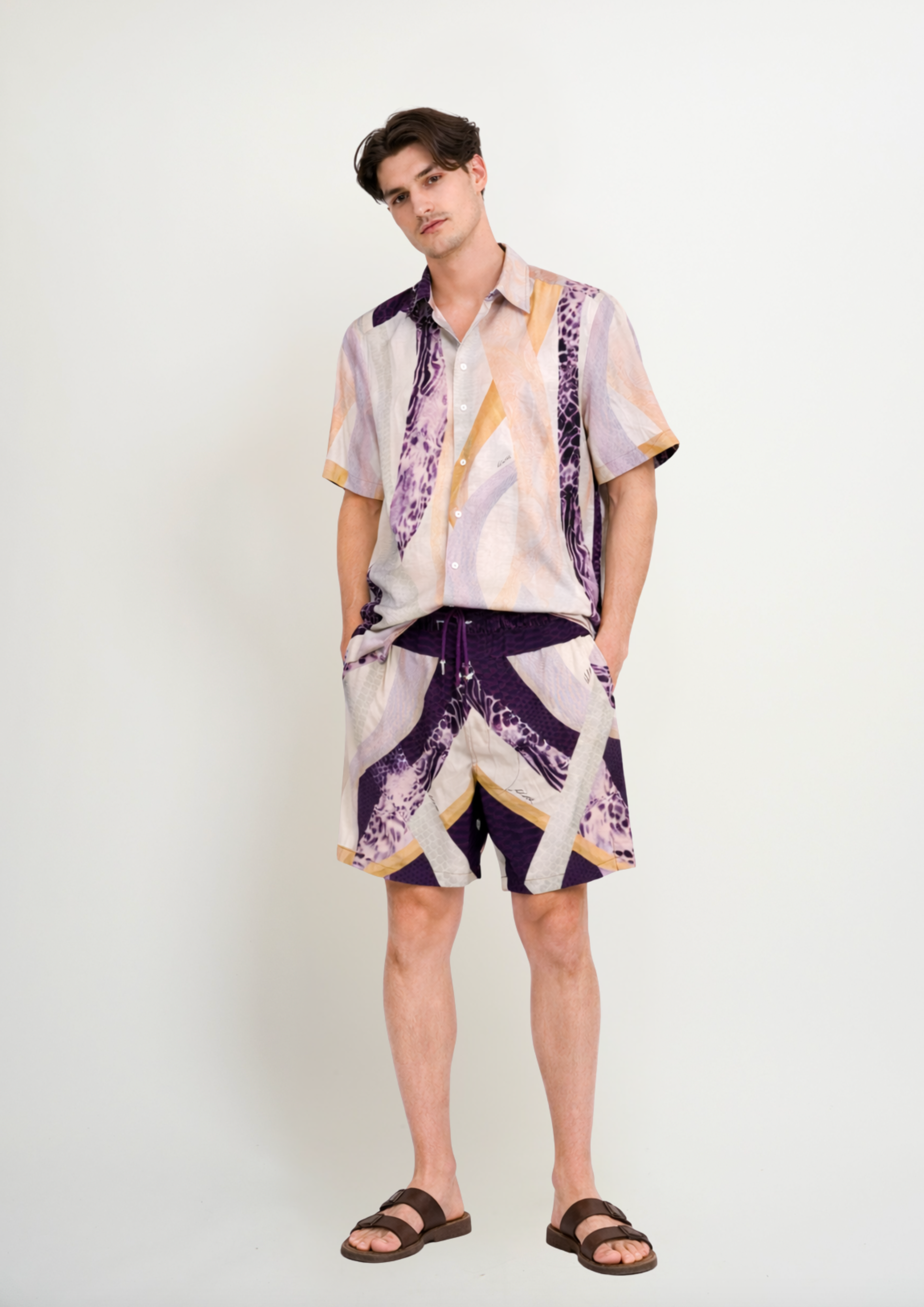 Men’s Half-Sleeve Button-Up Shirt Sahara Notte Print
