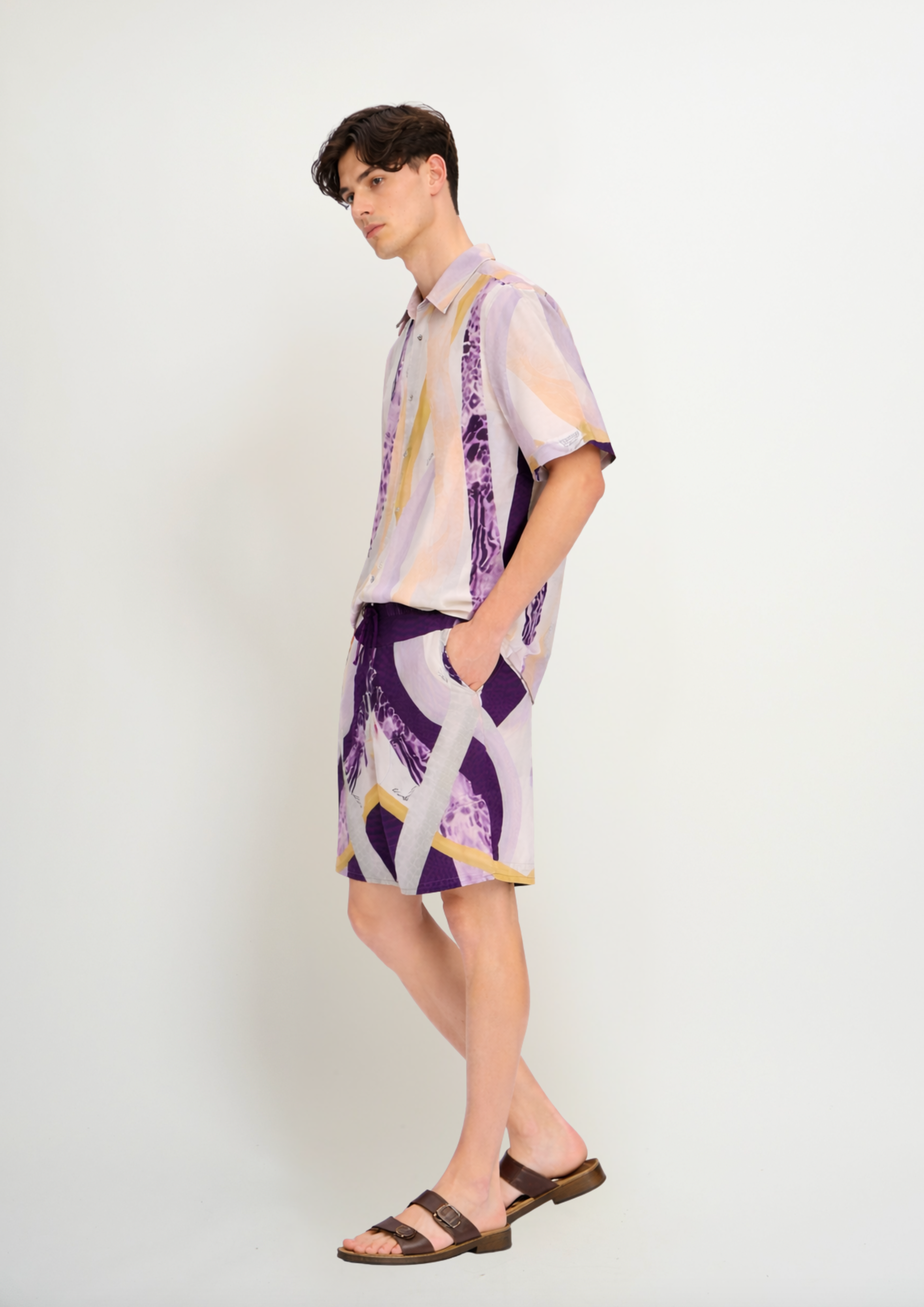 Men’s Half-Sleeve Button-Up Shirt Sahara Notte Print
