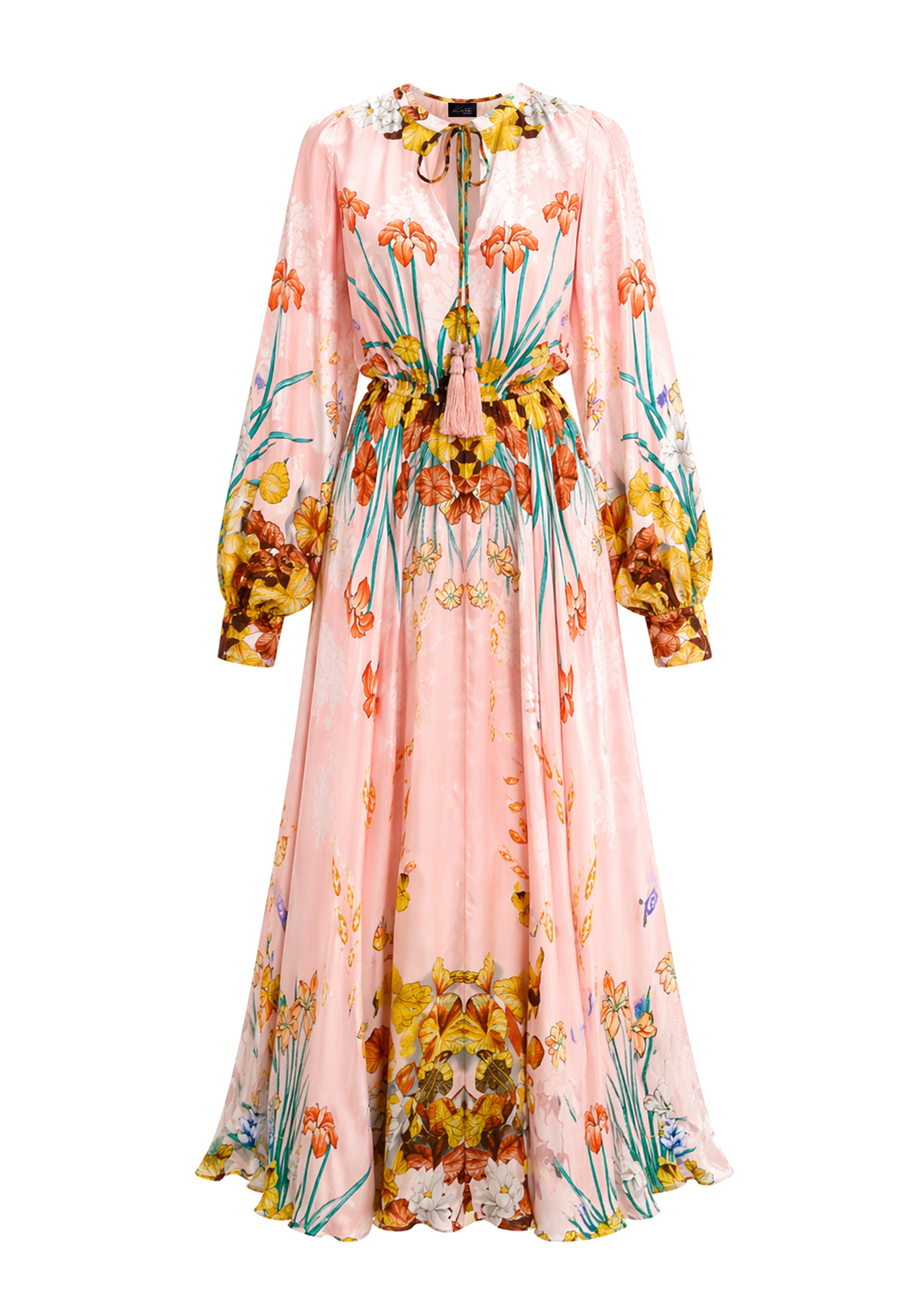 Jasmine Maxi Dress Jardin De Lune in Georgette Satin
