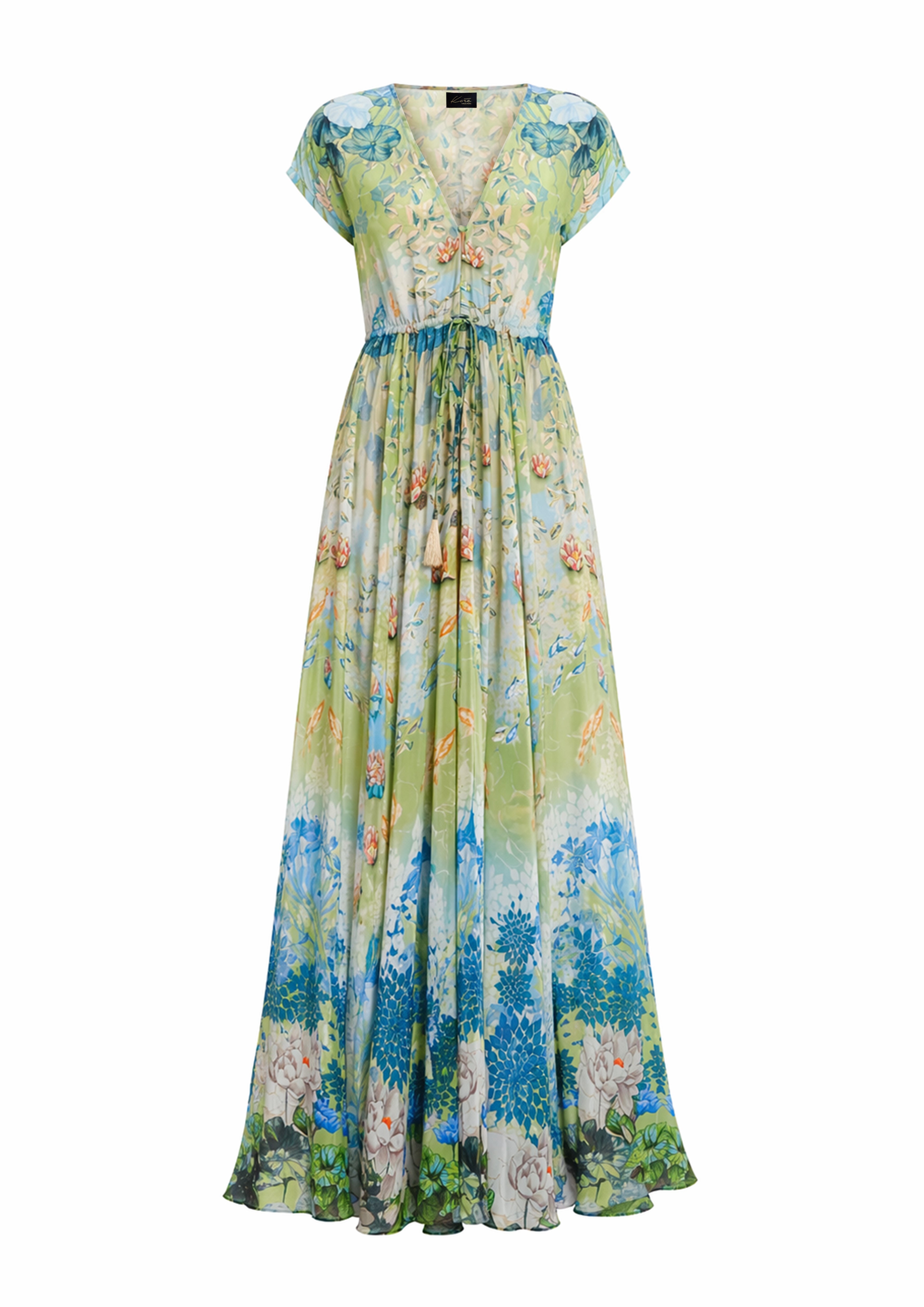 Viola Maxi Dress Koré Print in Silk-Viscose Blend
