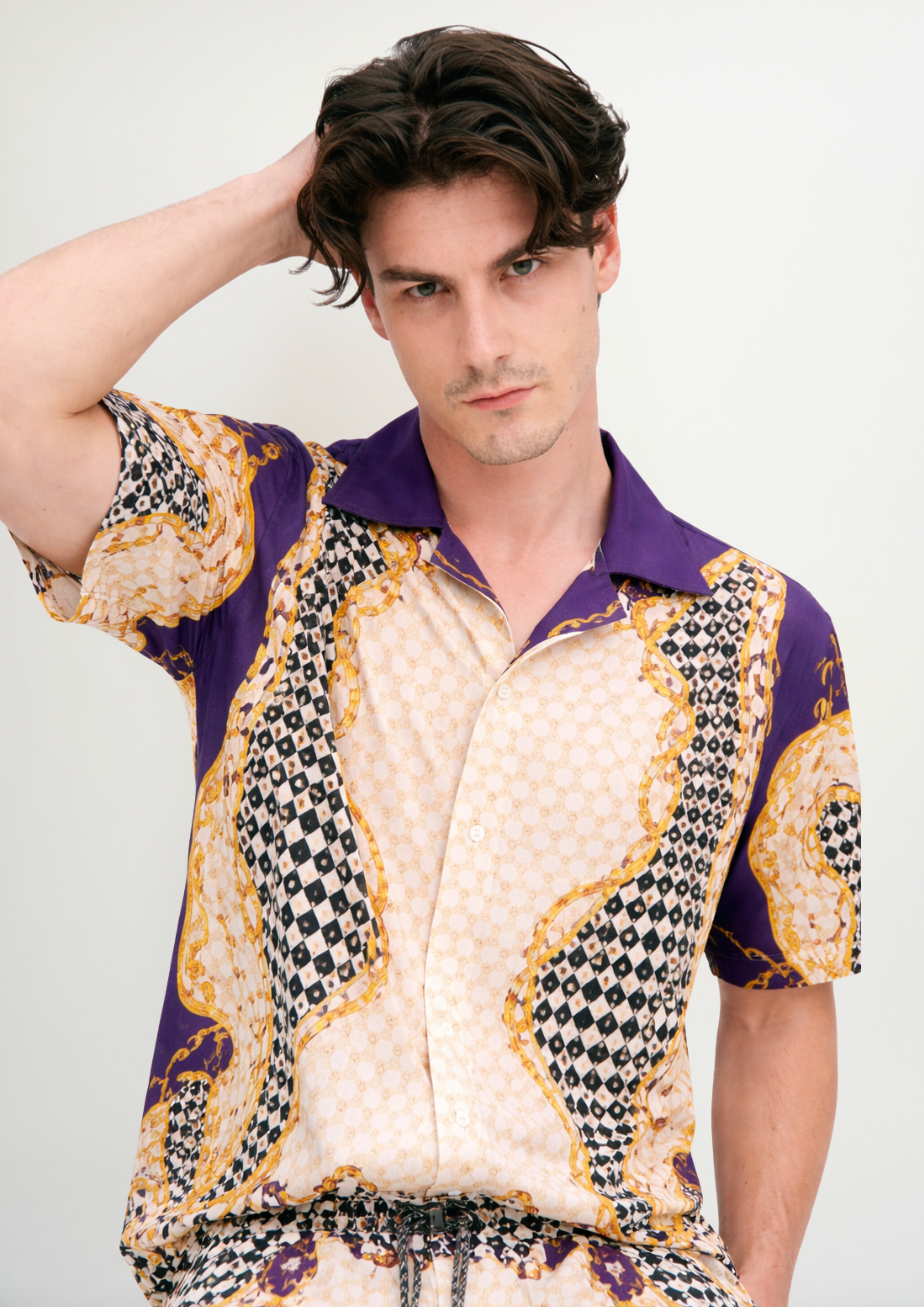 Half-Sleeve Button-Up Shirt Blooming Night for Elevated Summer Style
