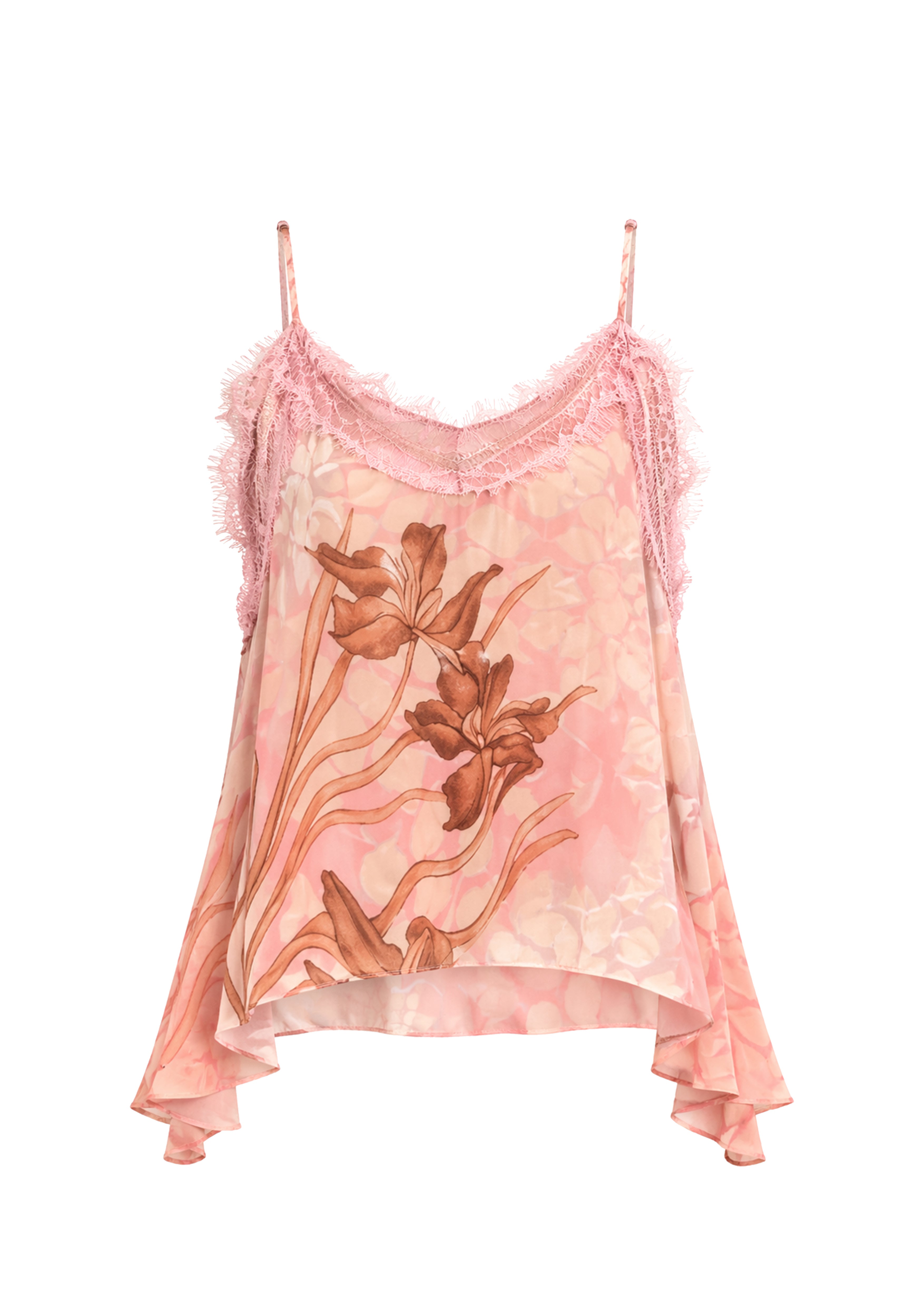Summer Breeze Lacy Tank Top Jardin Au Soleil in Crepe & Chantilly Lace