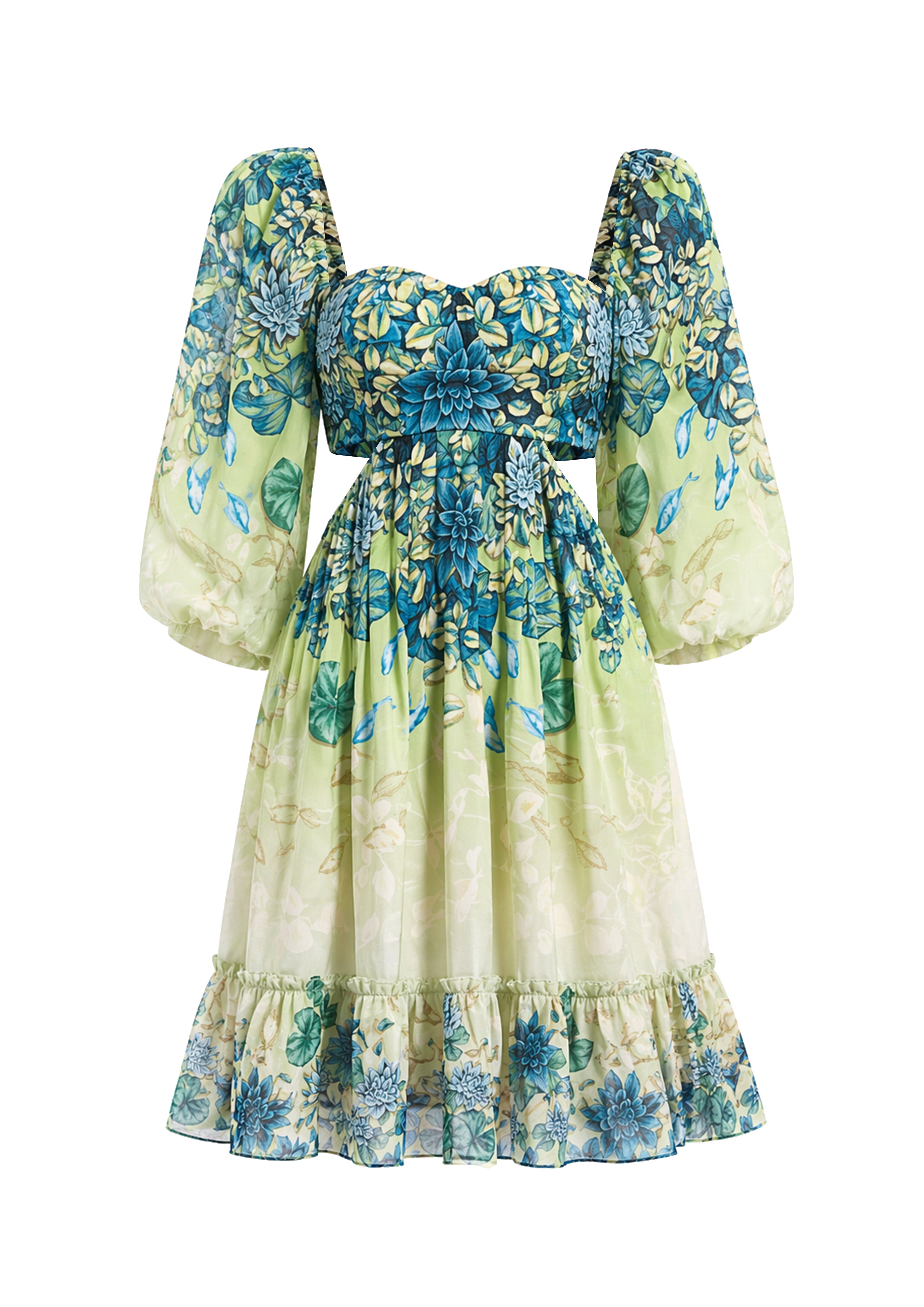 Cutout Bustier Mini Dress Jardin Du Jour in Linen Satin