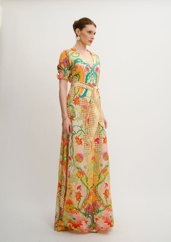 Flowy Luna Bow Dress Blooming Day in Natural Crepe
