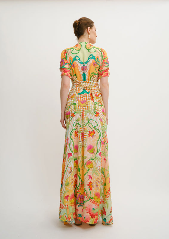 Flowy Luna Bow Dress Blooming Day in Natural Crepe
