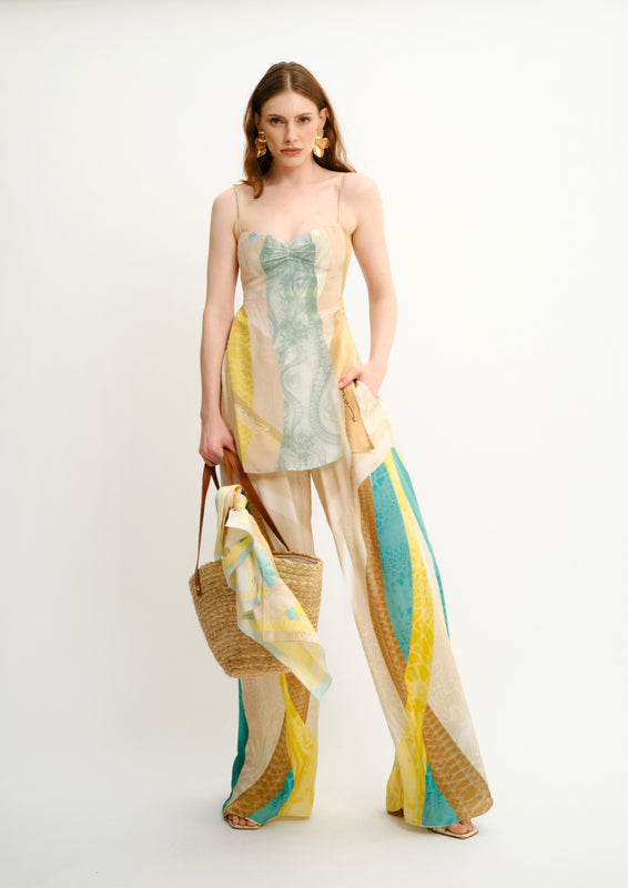 Wide-Fit Summer Trousers Sahara Giorno in Cherry Satin