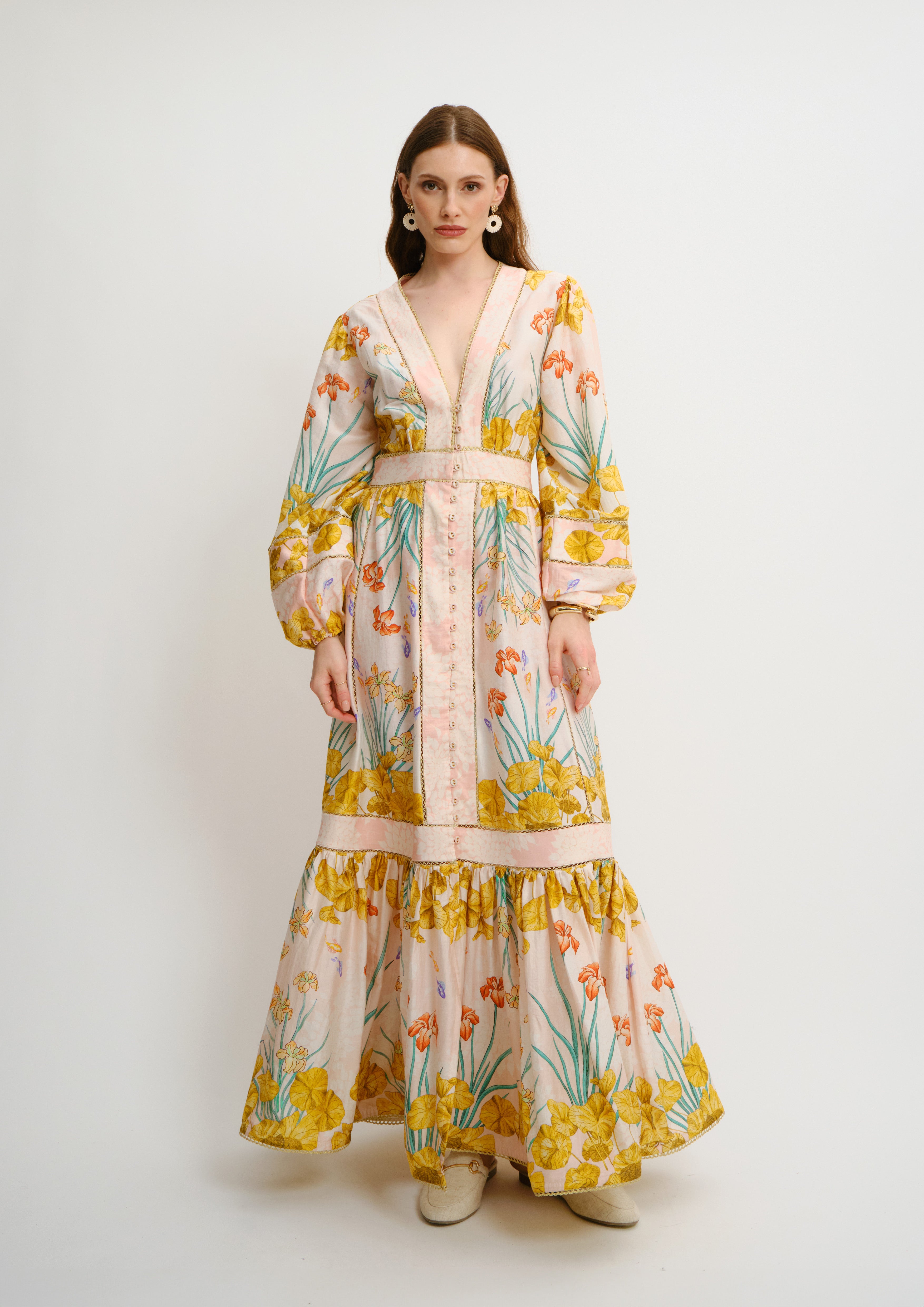 Poesia Maxi Chemisier Jardin Du Jour in Chandery Fabric
