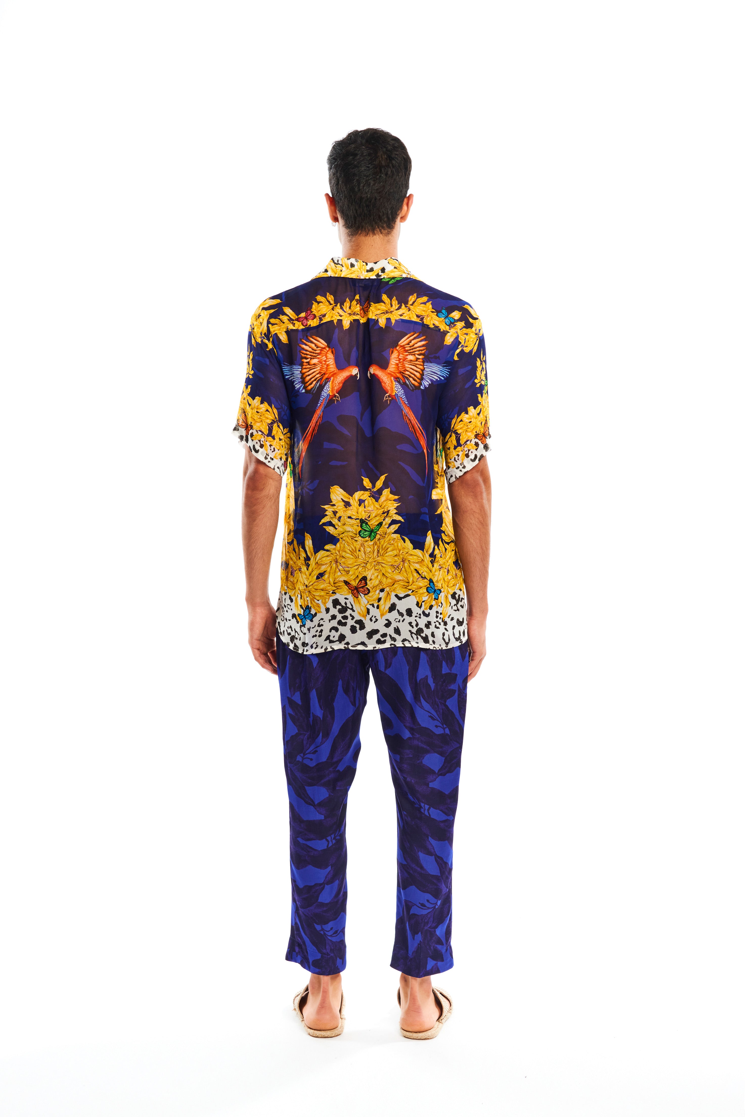 Men's relaxed pants in Jungle Night print, rayon fabric