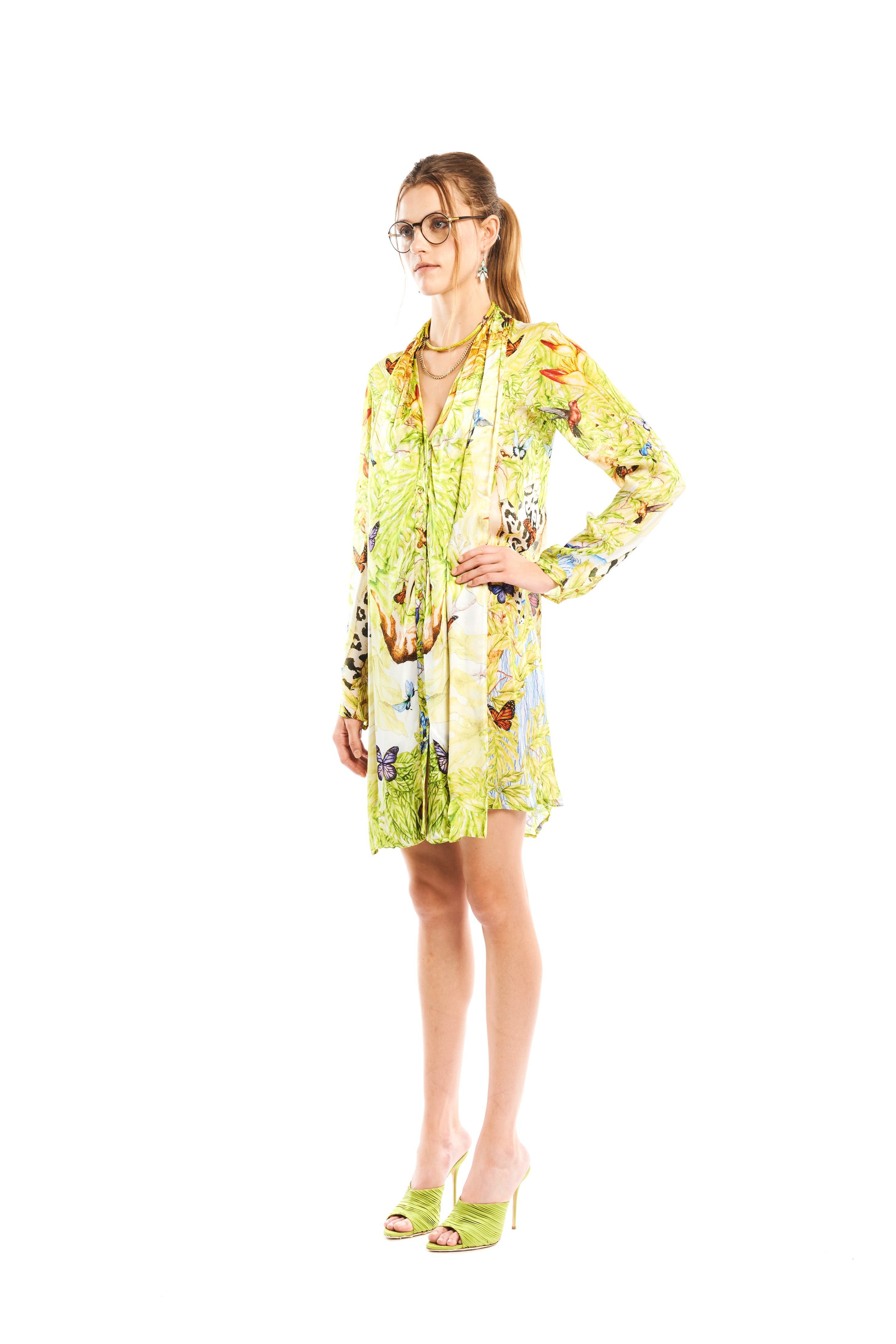 Scarf Full Sleeves Tunic Jungle Day in georgette satin