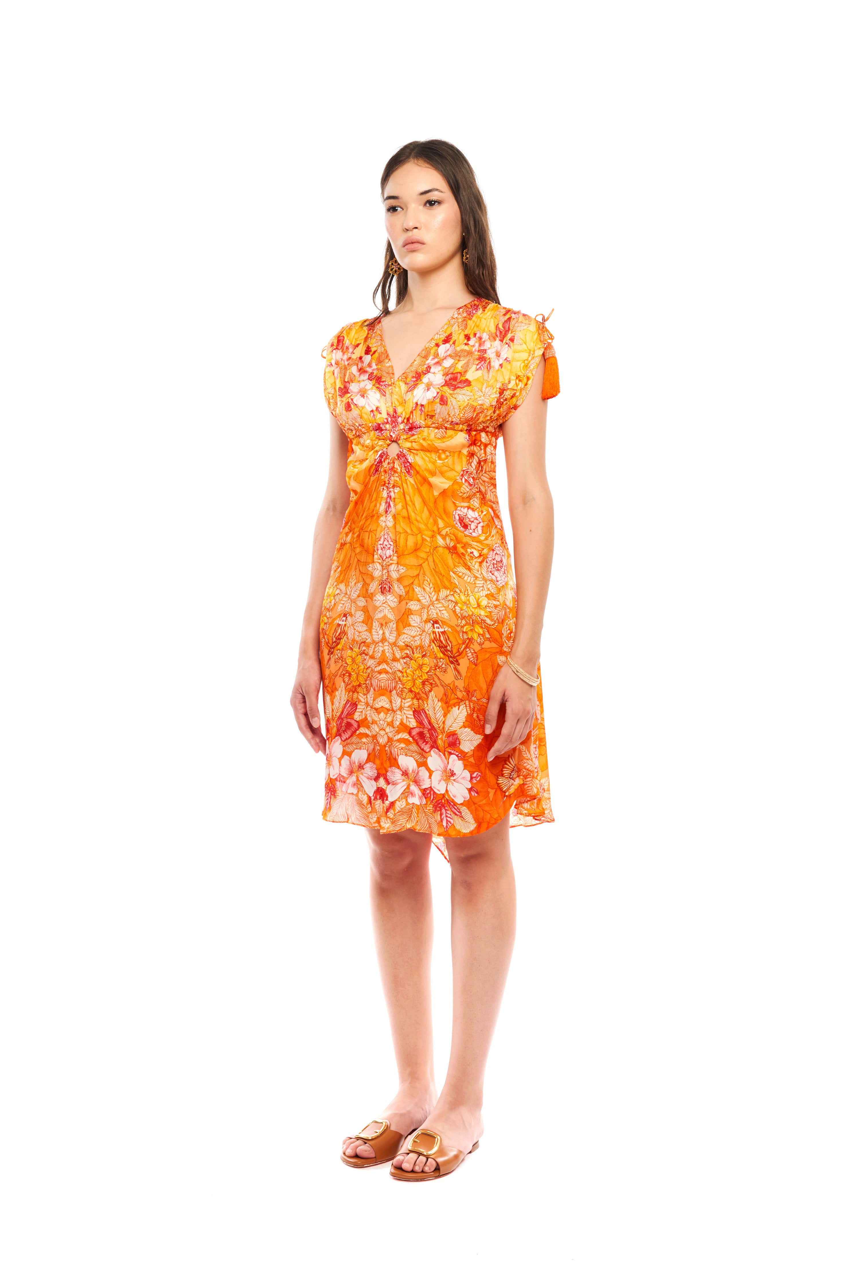 MINI DRESS WITH CURLING DETAILS