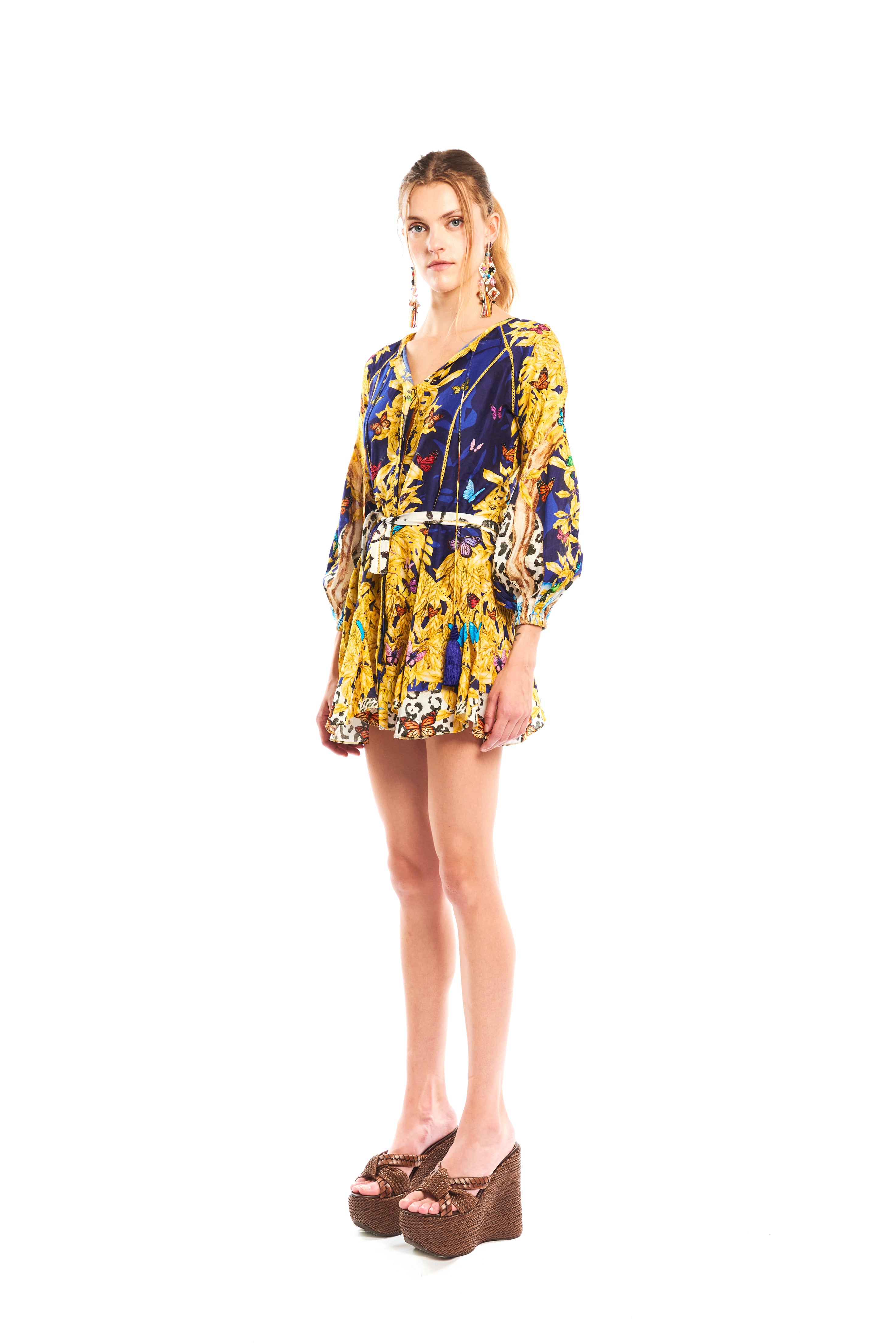 Vishivanka Mini Dress Jungle Night in chandery fabric