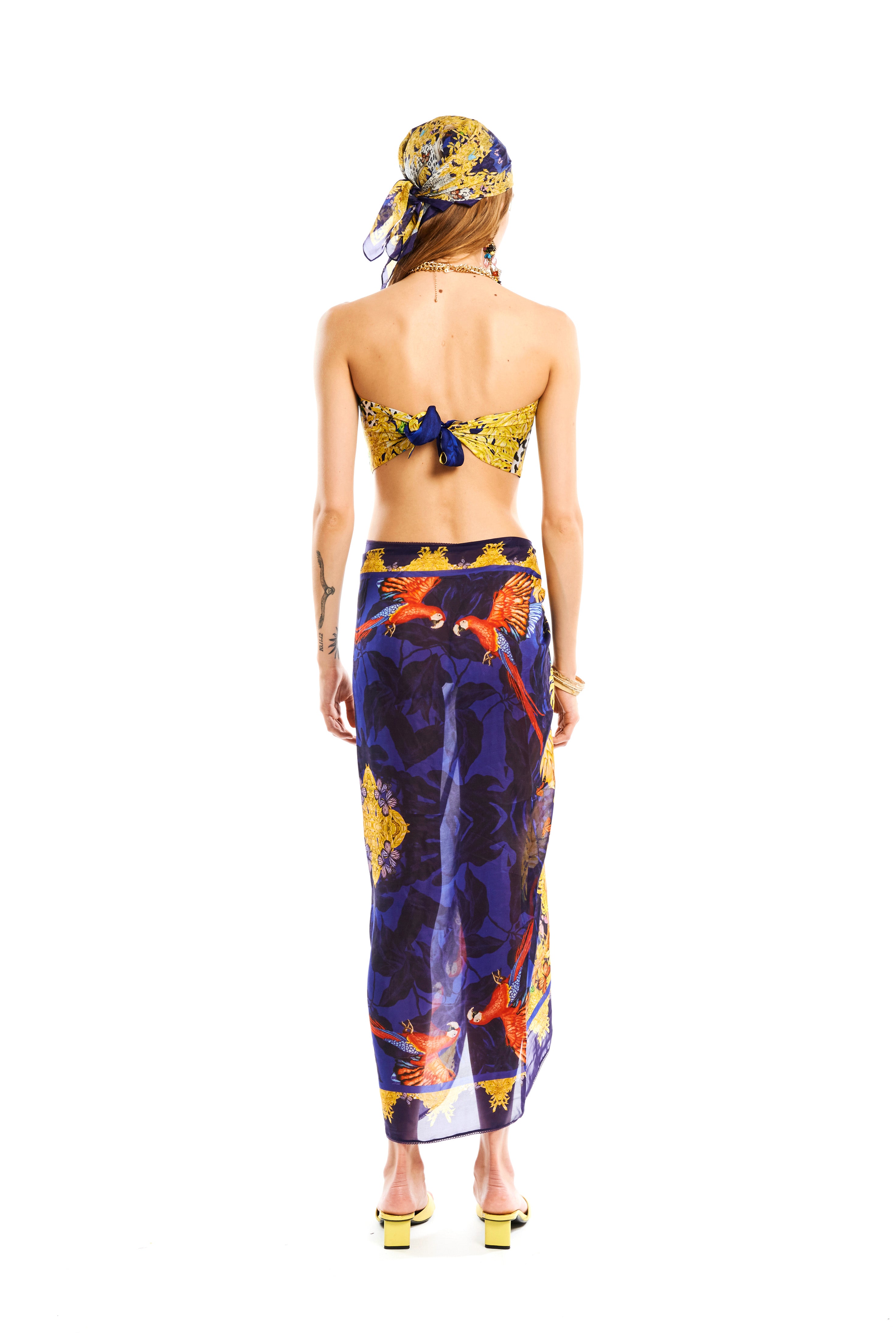 Long Jungle Night scarf in Taby silk