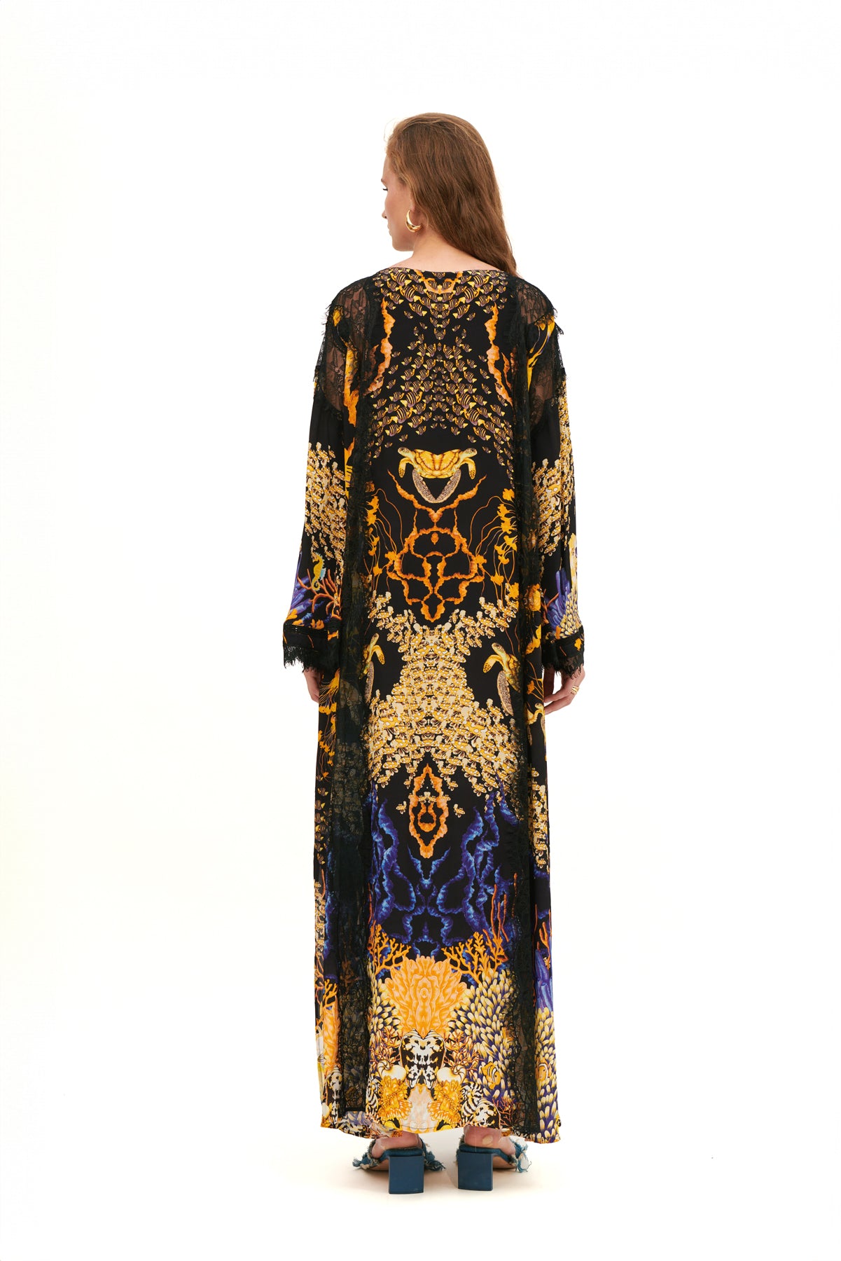 KIMONO COVER UP WITH LACE INSERTS