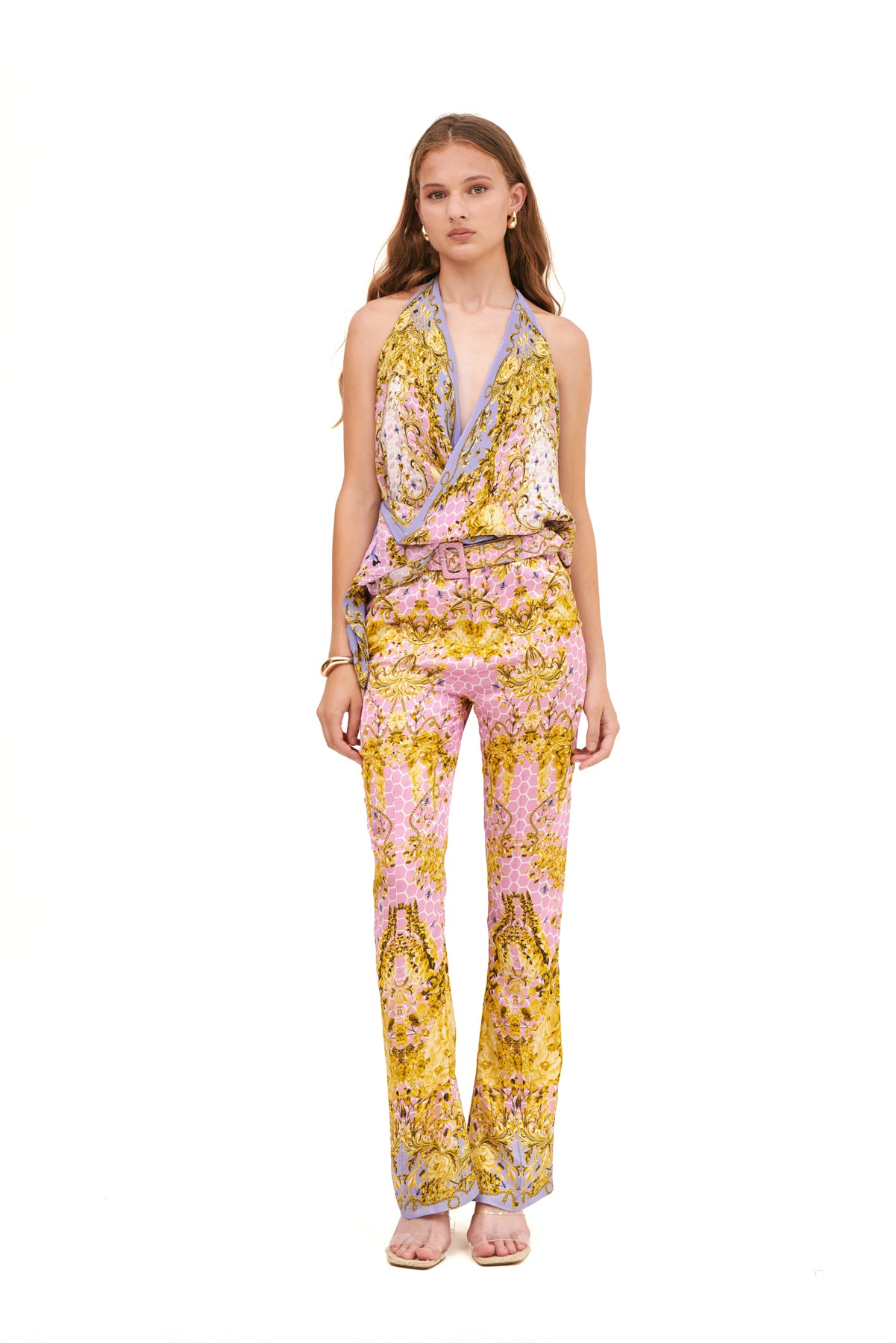 Draped halter top with a flattering neckline and flowing design for a chic, relaxed look.