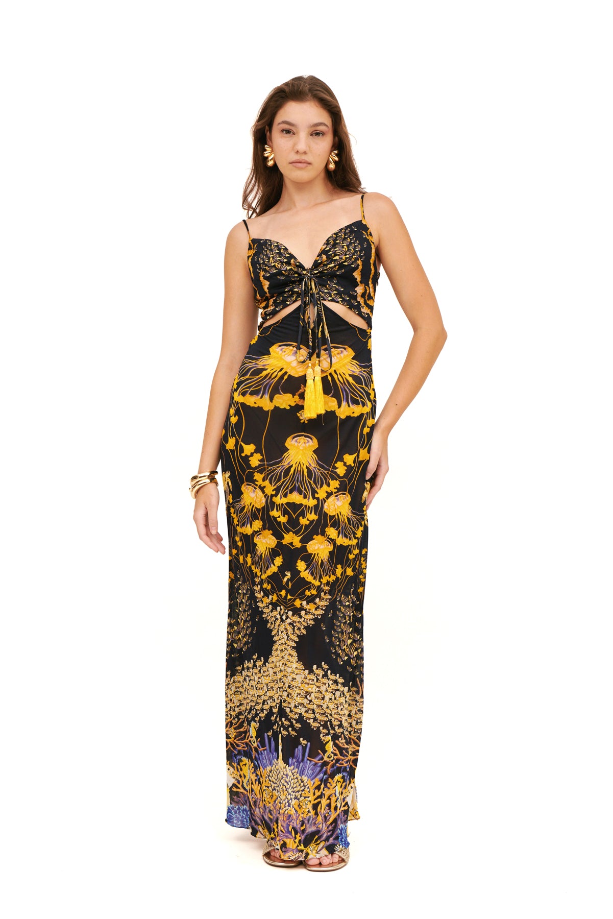 Jersey slim fit long dress with a sleek, body-hugging silhouette