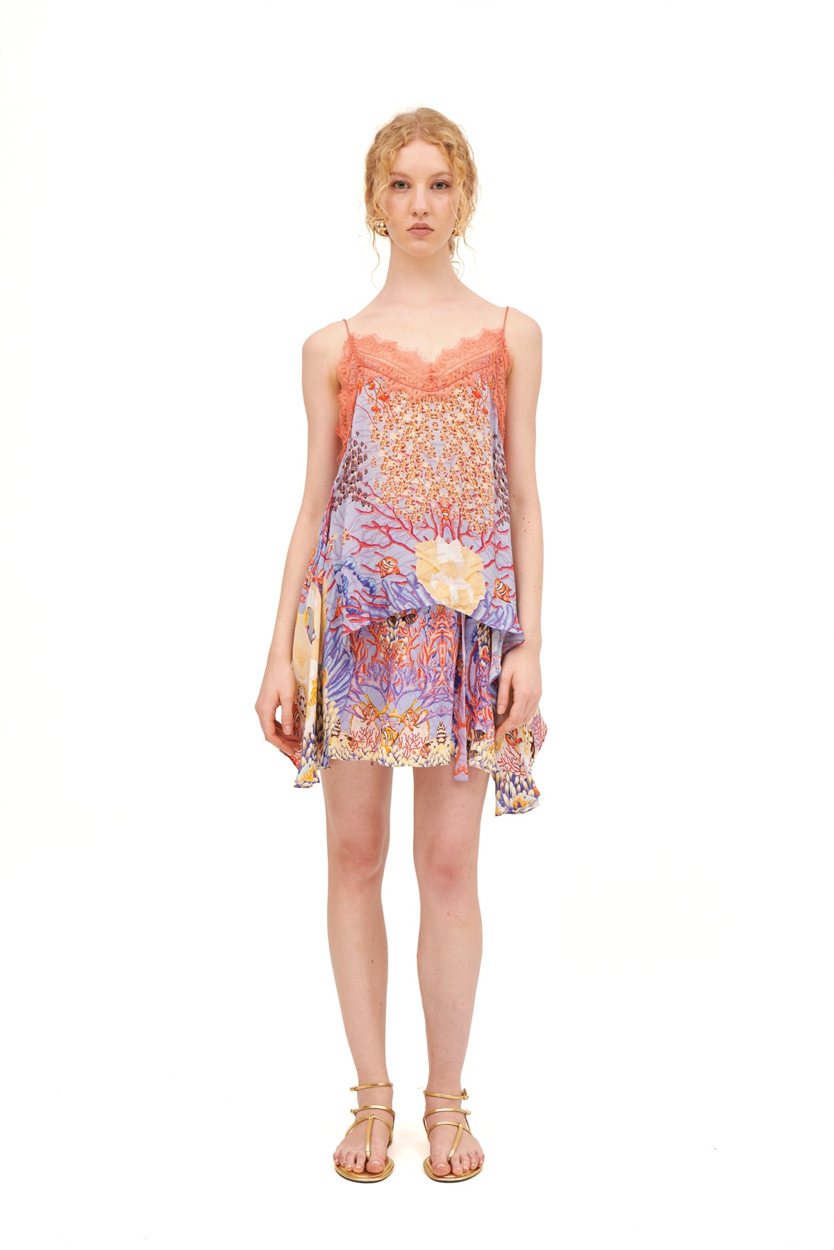 A-SHAPE TANK TOP WITH LACE NECK