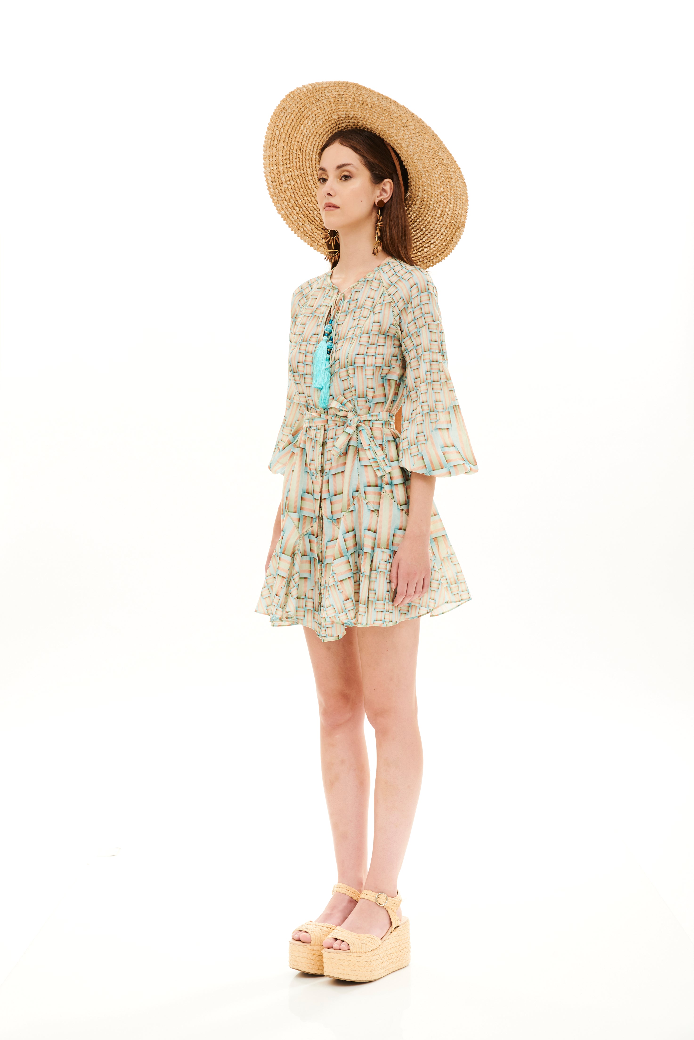 Short Vishivanka Dress Monogram Breeze Sunrise in chandery fabric