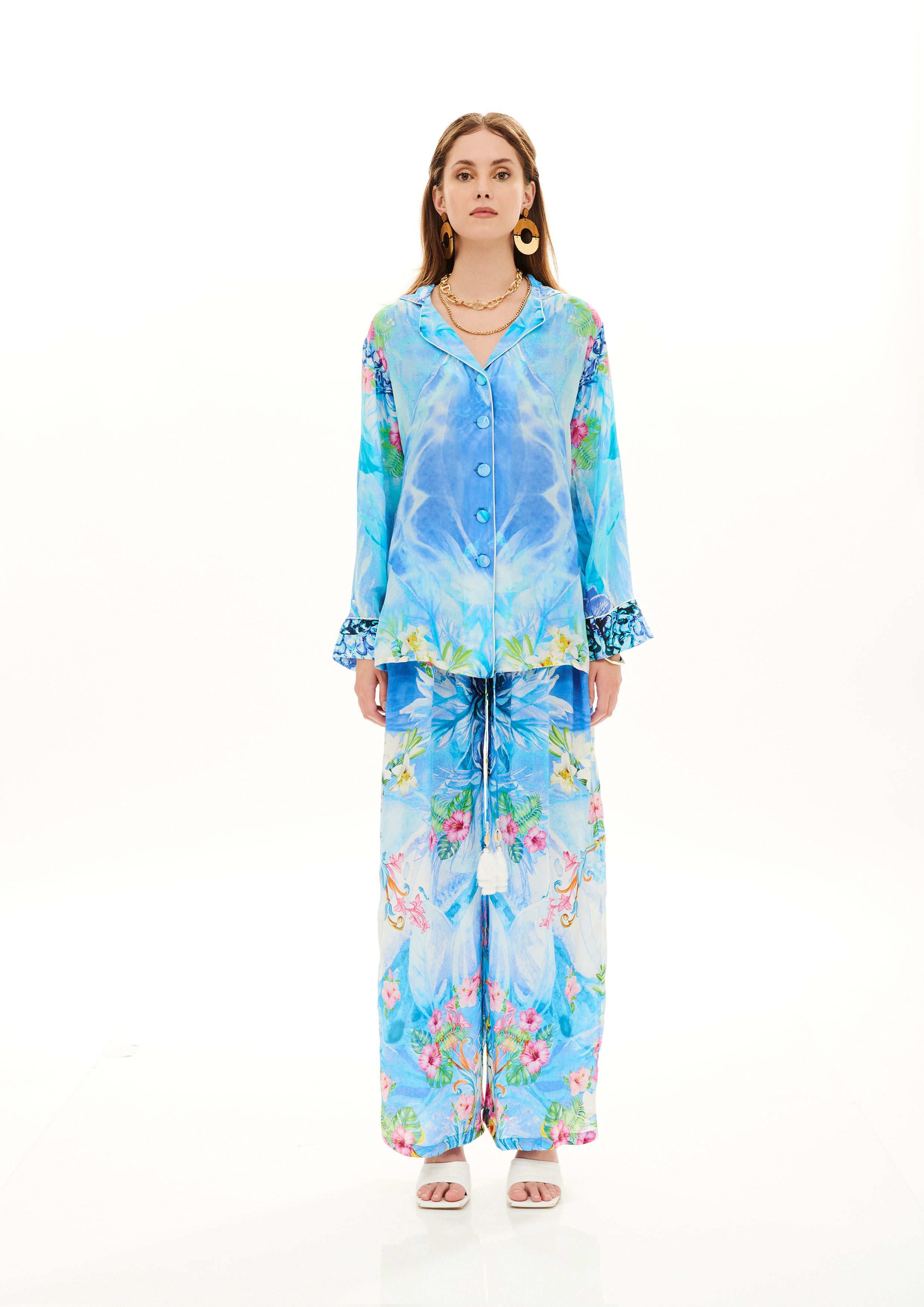 Lounge Blazer Tropical Fresh Breeze in natural crepe