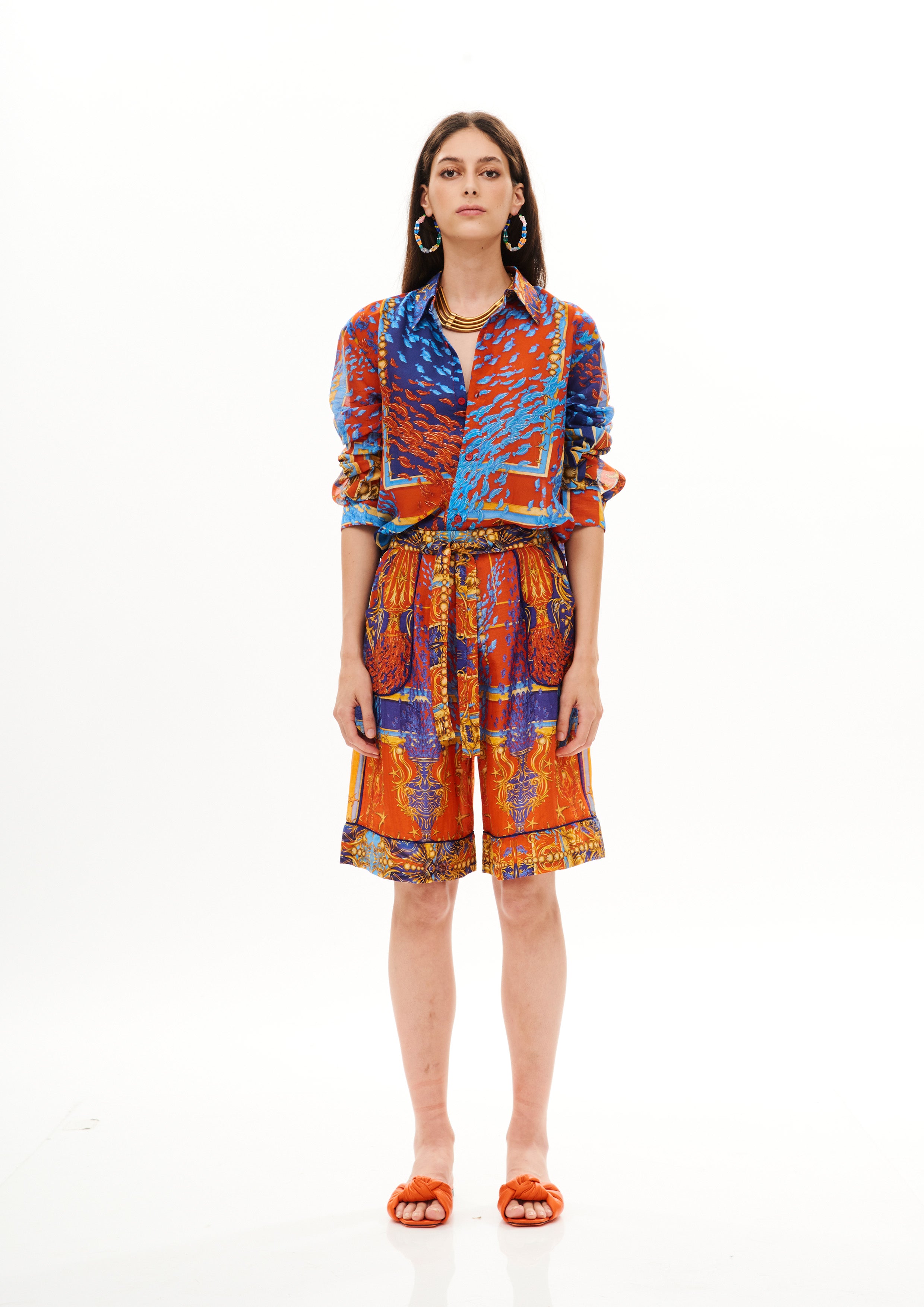 Lounge Bermuda Poseidon Dream Sunset in linen silk