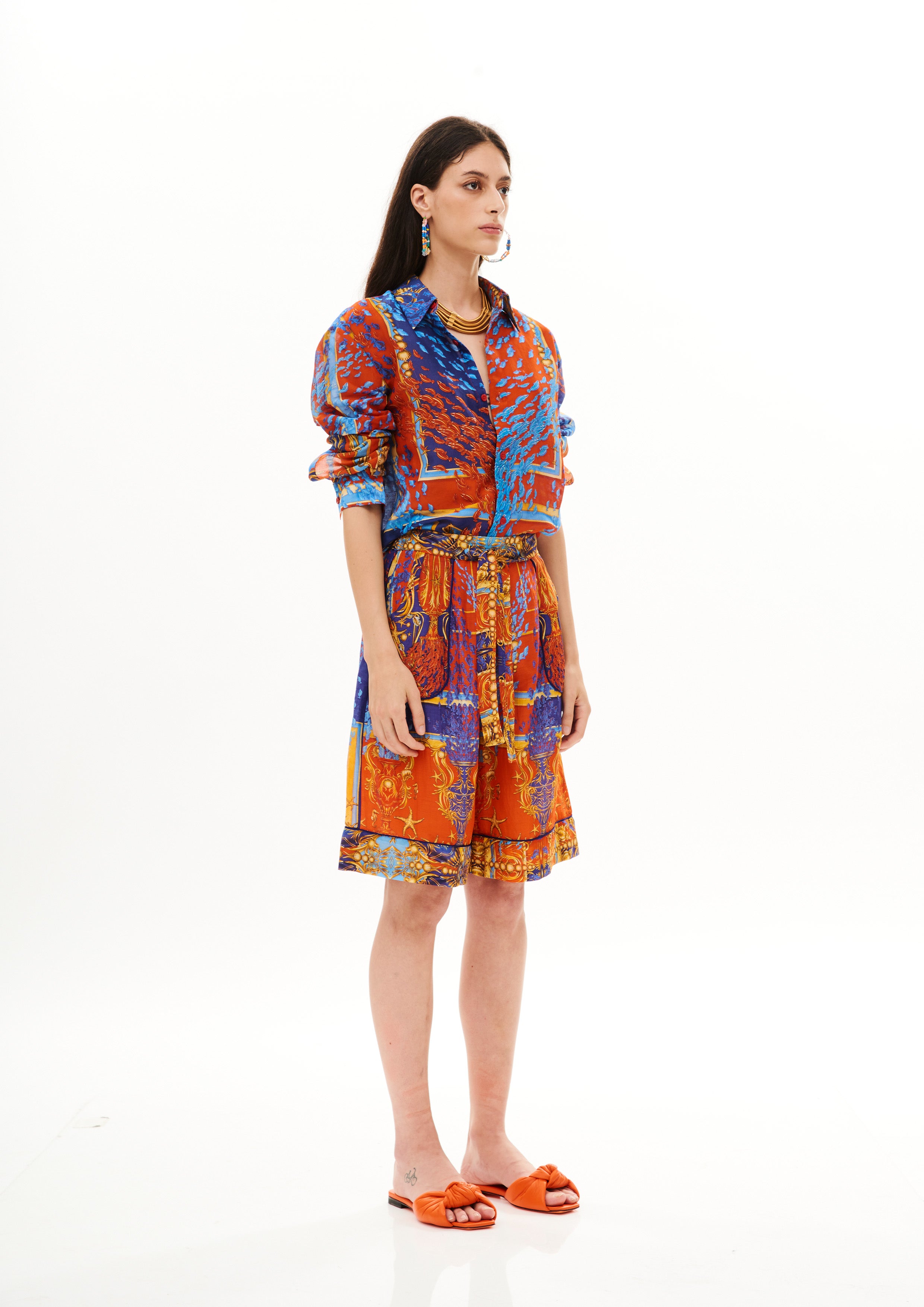 Lounge Bermuda Poseidon Dream Sunset in linen silk