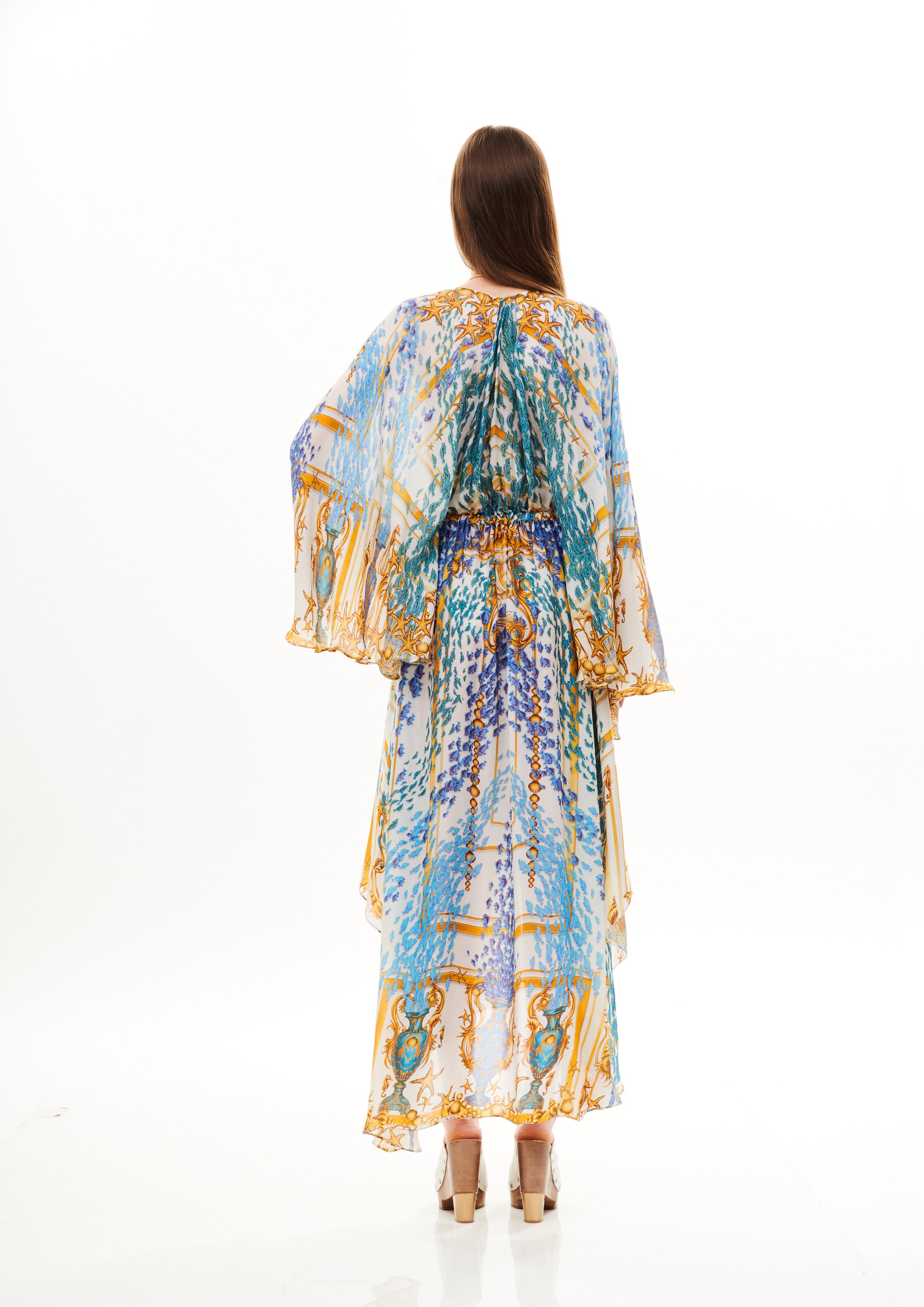 Mandy Dress Poseidon Dream Day in georgette crepe satin
