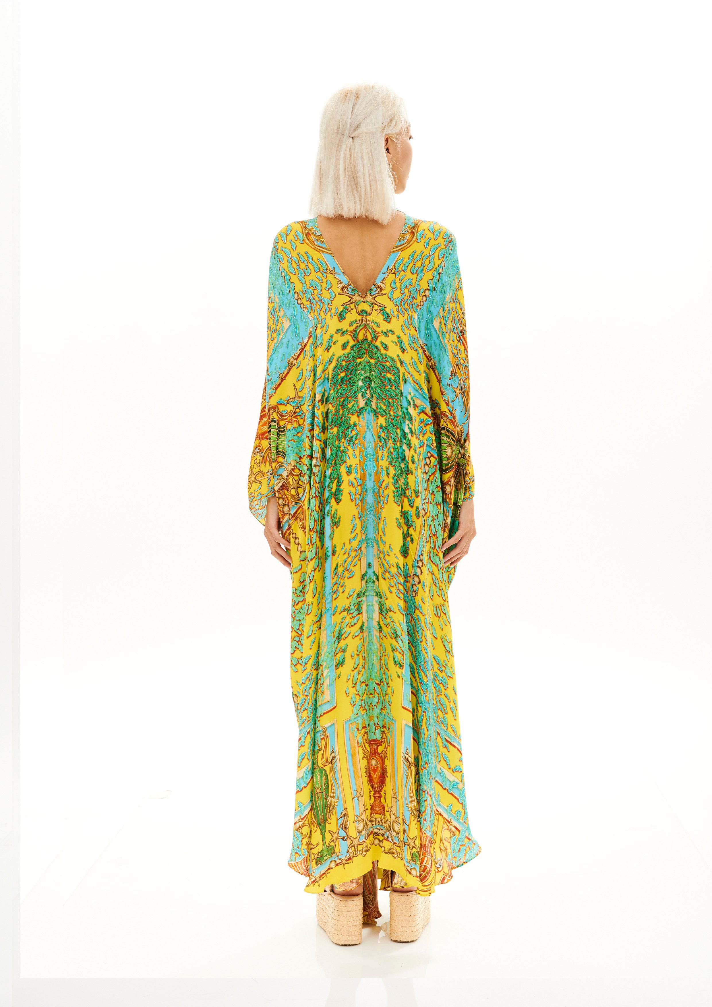 Stella Gathered Cover-Up Poseidon Dream Sunrise in cherry satin