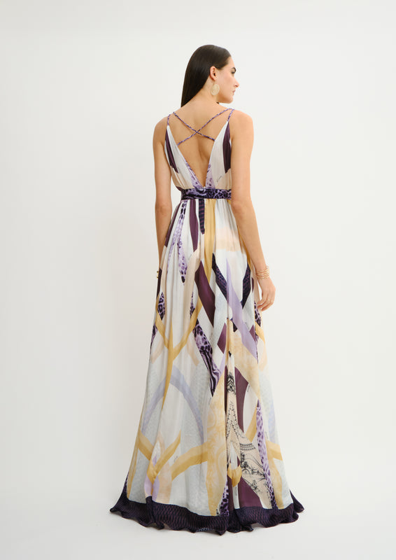 Summer Breeze Maxi Dress Sahara Notte in Georgette Satin
