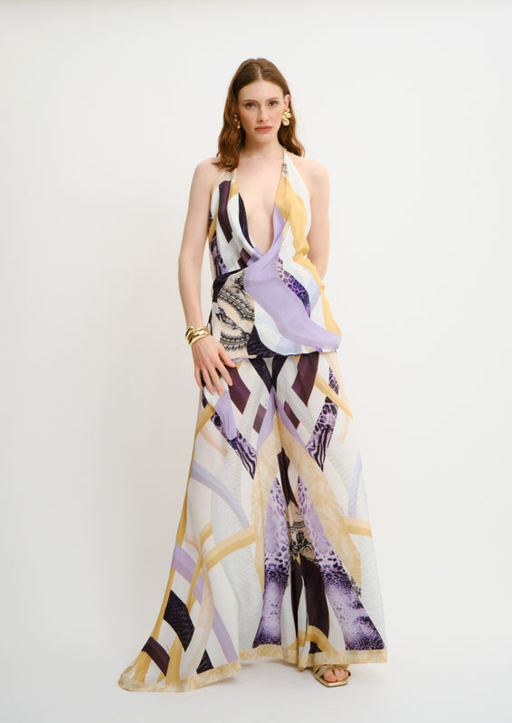 Seventies Trousers Sahara Notte in Natural Crepe