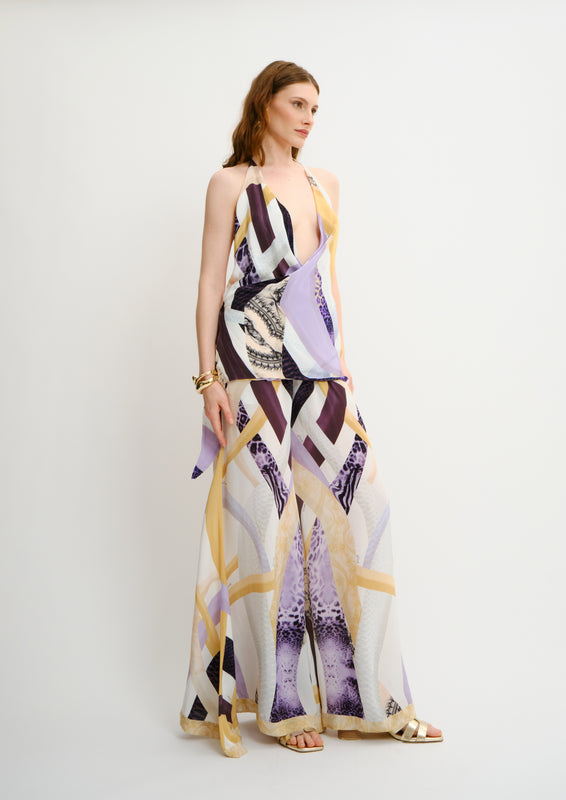 Seventies Trousers Sahara Notte in Natural Crepe