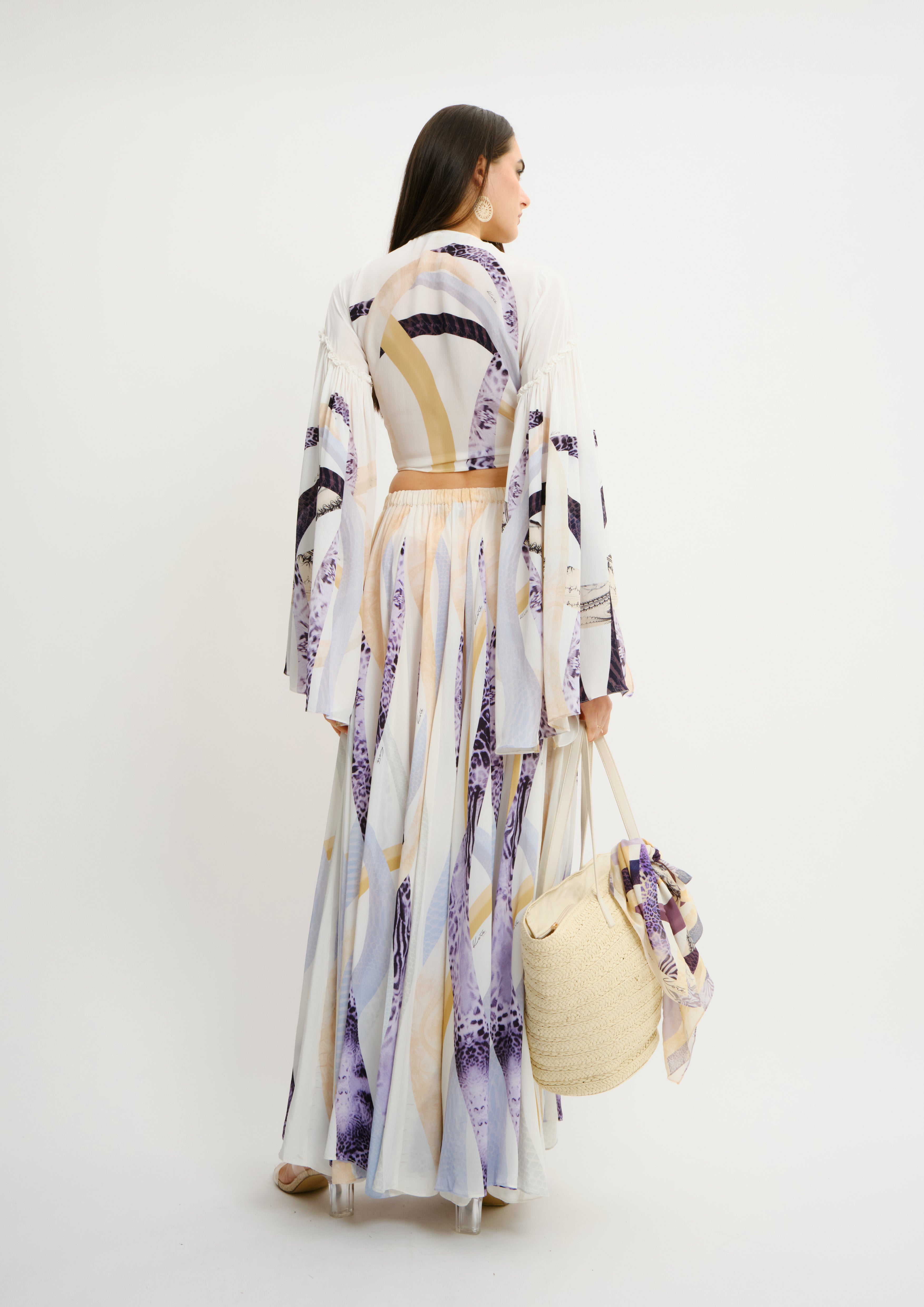 Triangle Maxi Skirt Sahara Notte in Natural Crepe