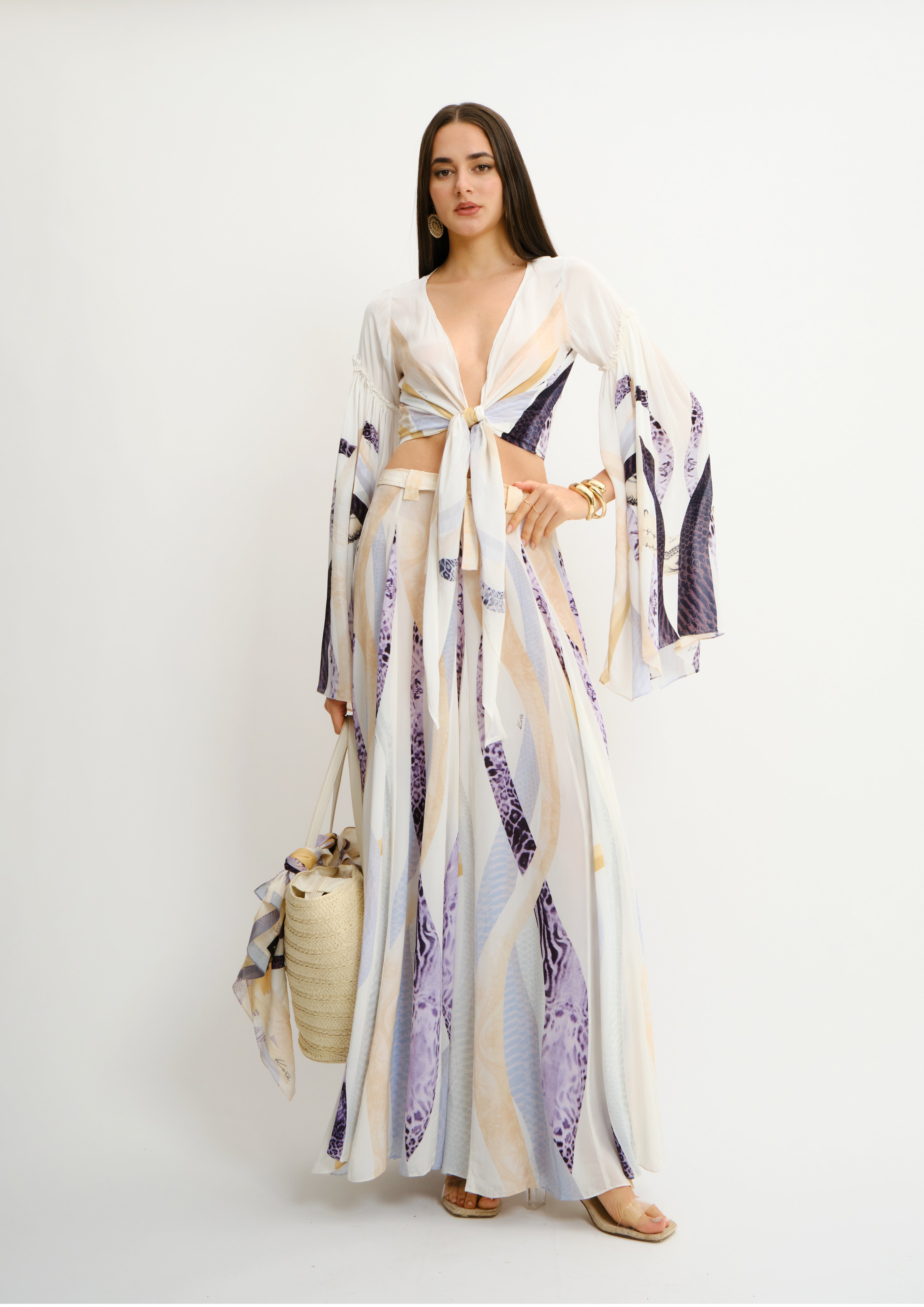 Triangle Maxi Skirt Sahara Notte in Natural Crepe