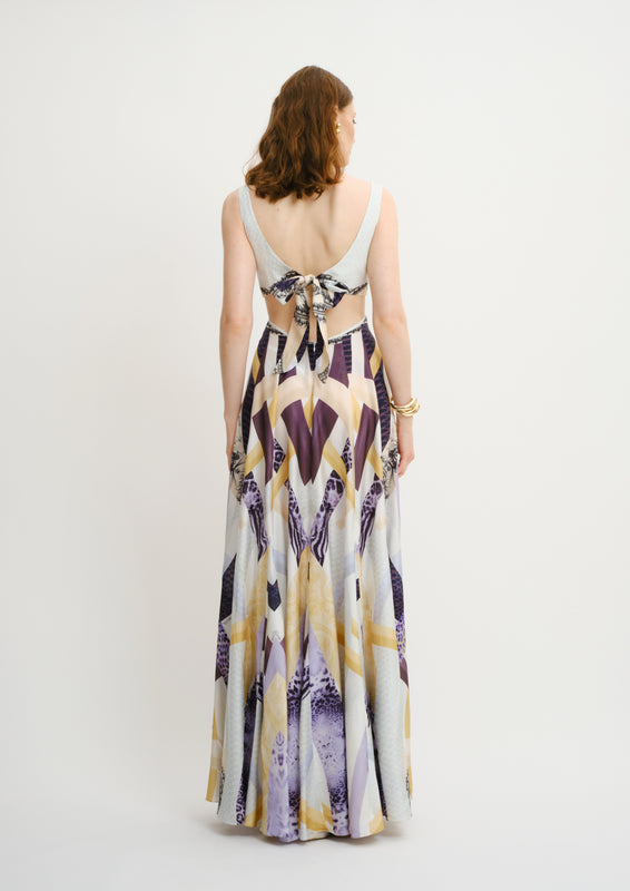 Cutout Bustier Maxi Dress Sahara Notte in Chandery Fabric
