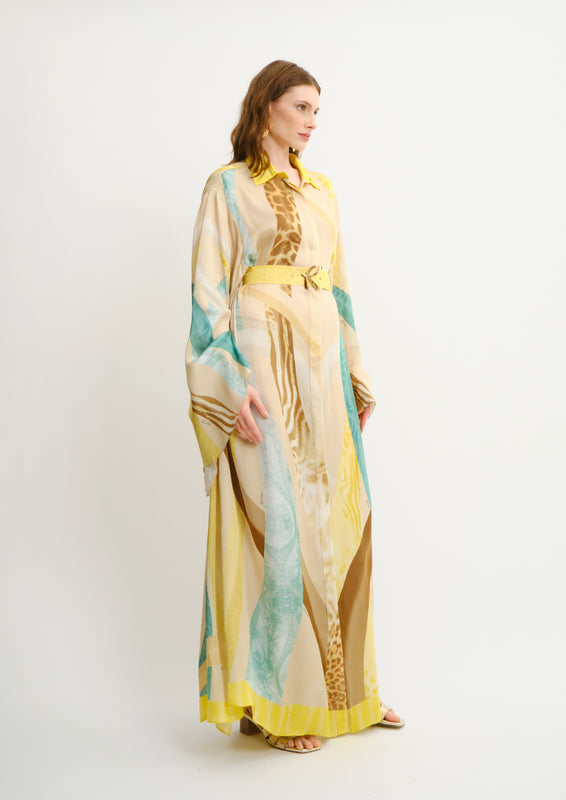 Rosa Maxi Shirt Dress Blooming Day in Elegant Twill