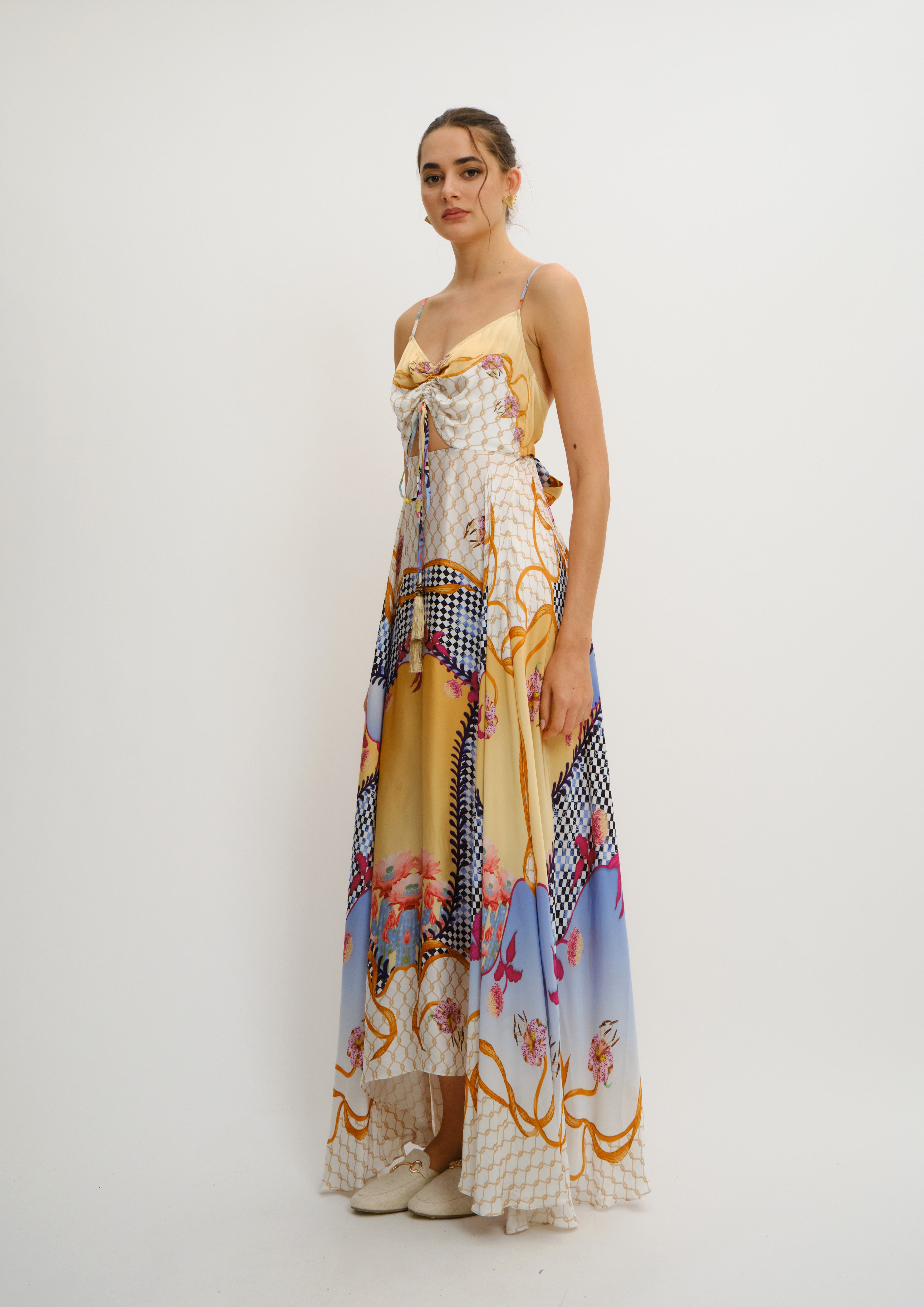 Triangle Maxi Skirt Sahara Notte in Natural Crepe
