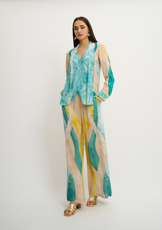 Wide-Fit Summer Breeze Trousers Sahara Giorno in Natural Crepe
