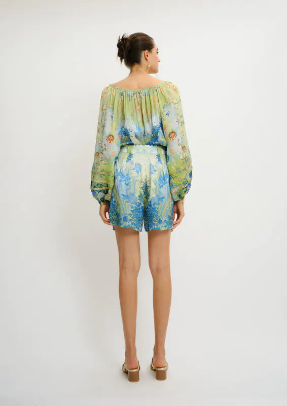 Back view of Jardin du Jour Pleated Aura Shorts by Koré Collections