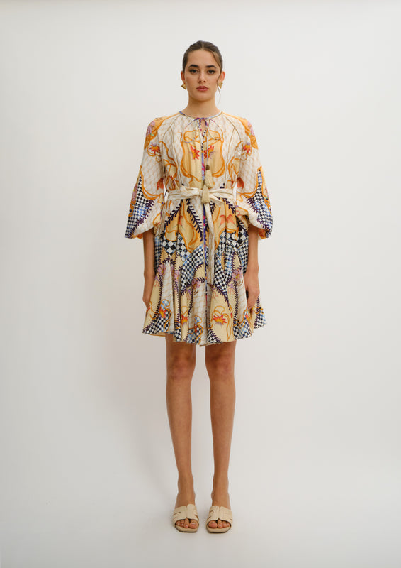 Vishivanka Mini Dress Blooming Night in Chandery Fabric
