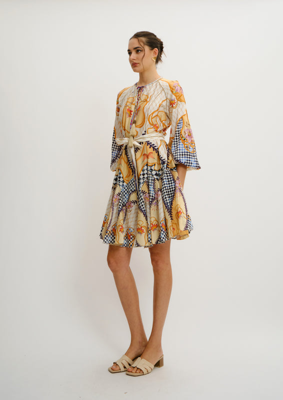 Vishivanka Mini Dress Blooming Night in Chandery Fabric
