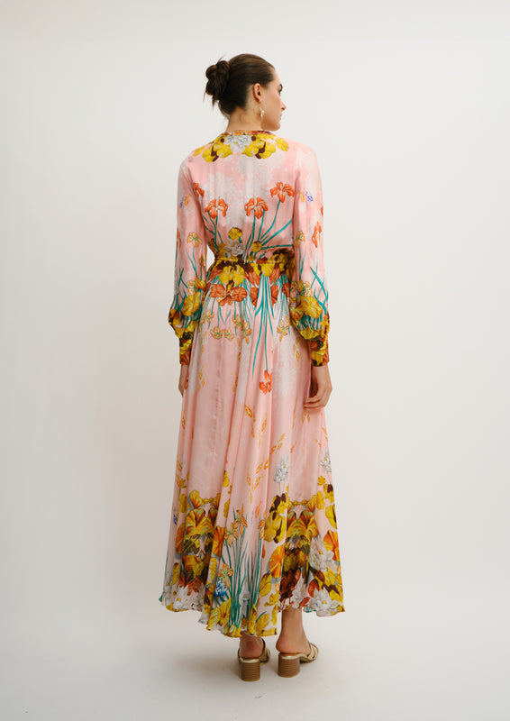 Jasmine Maxi Dress Jardin De Lune in Georgette Satin

