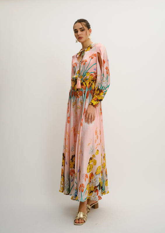 Jasmine Maxi Dress Jardin De Lune in Georgette Satin
