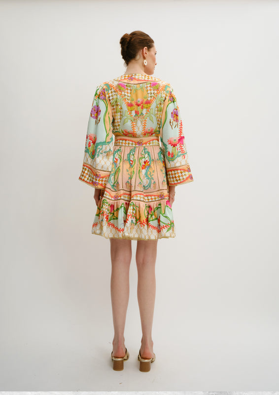 Poesia Mini Chemisier Blooming Day in Linen Satin
