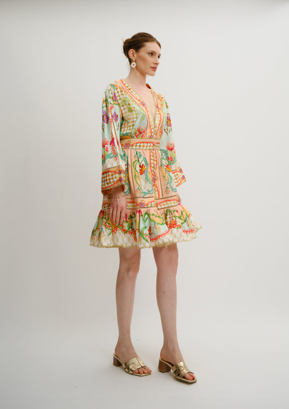Poesia Mini Chemisier Blooming Day in Linen Satin
