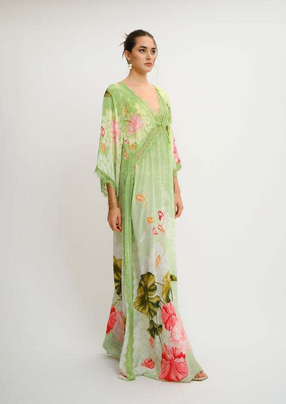 Silvye Lace Maxi Dress Jardin Du Jour in Crepe & Chantilly Lace
