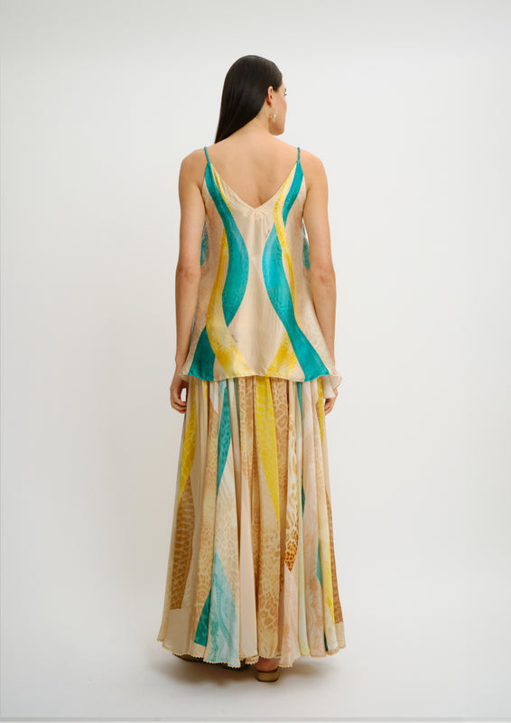 Summer Breeze Tank Top Sahara Giorno in Georgette Satin
