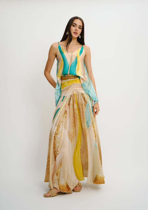 Summer Breeze Tank Top Sahara Giorno in Georgette Satin
